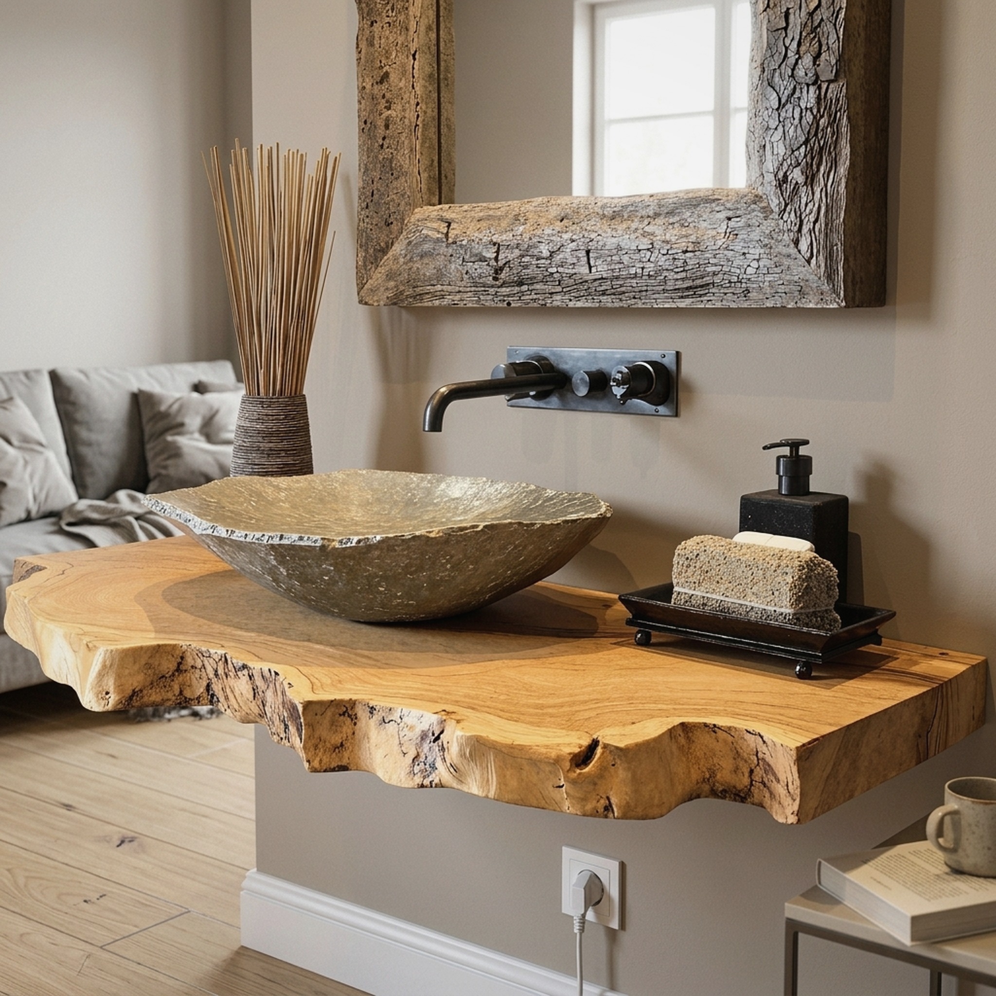 Floating Wood Bathroom Shelf - Model SILDTBRV033