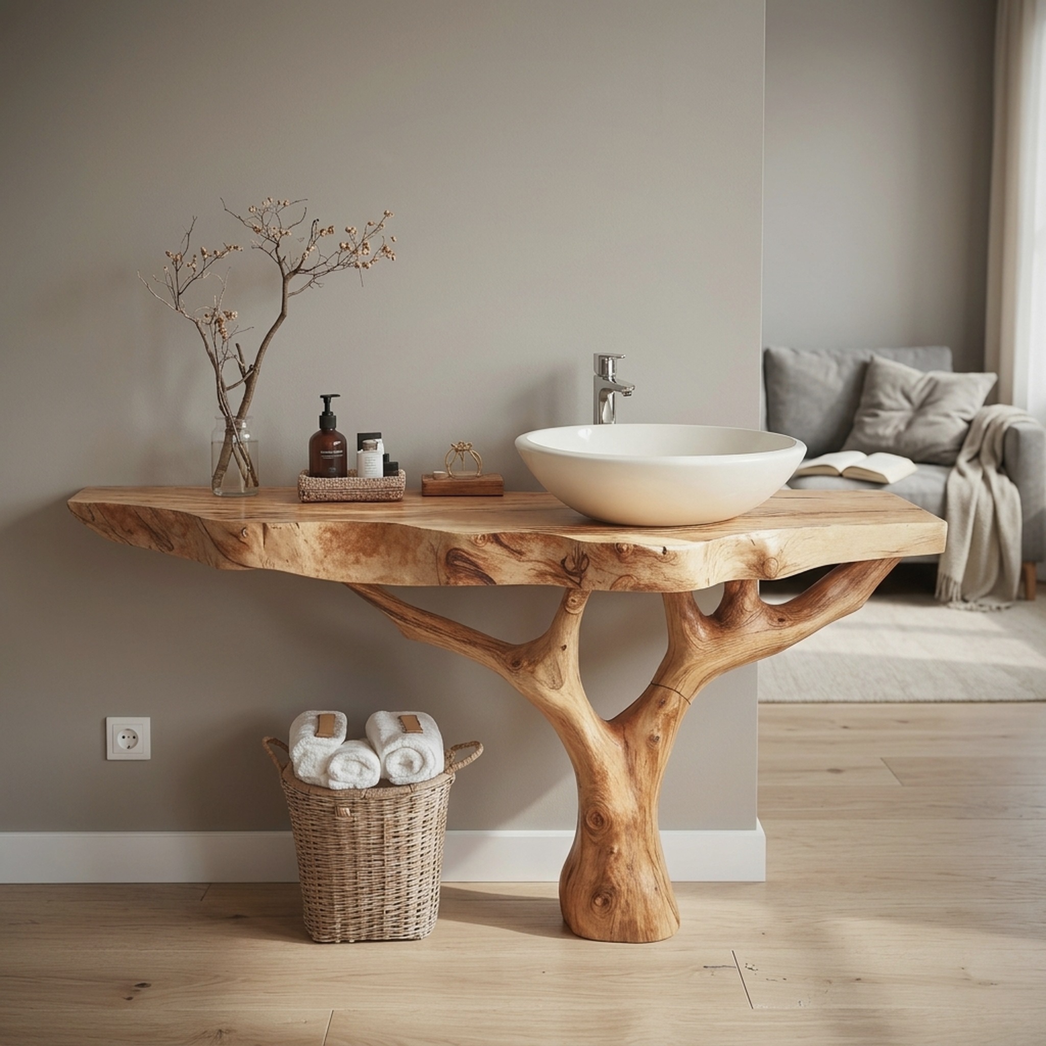 Floating Wood Bathroom Vanity for Sleek Interiors