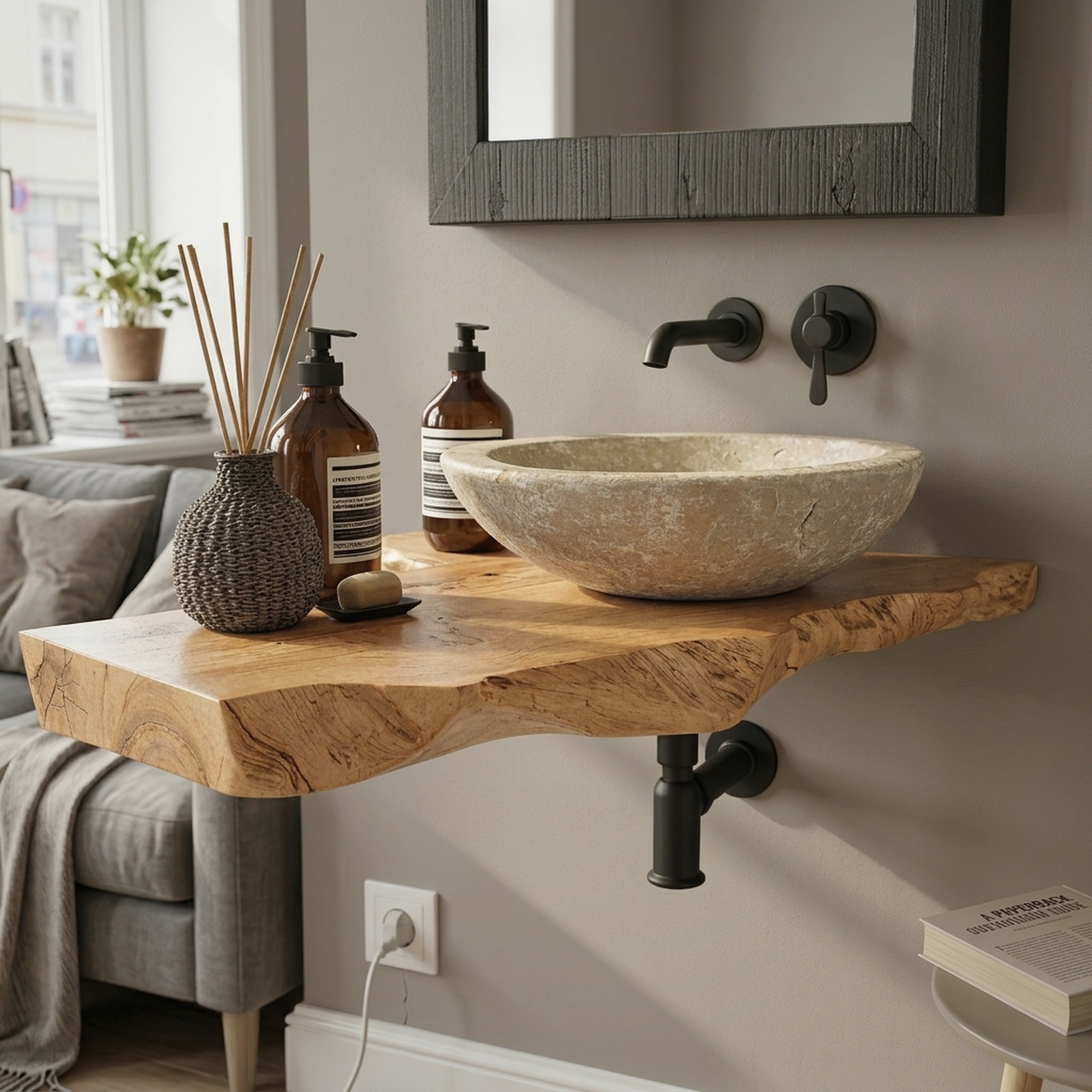 Floating Wood Bathroom Vanity Shelf