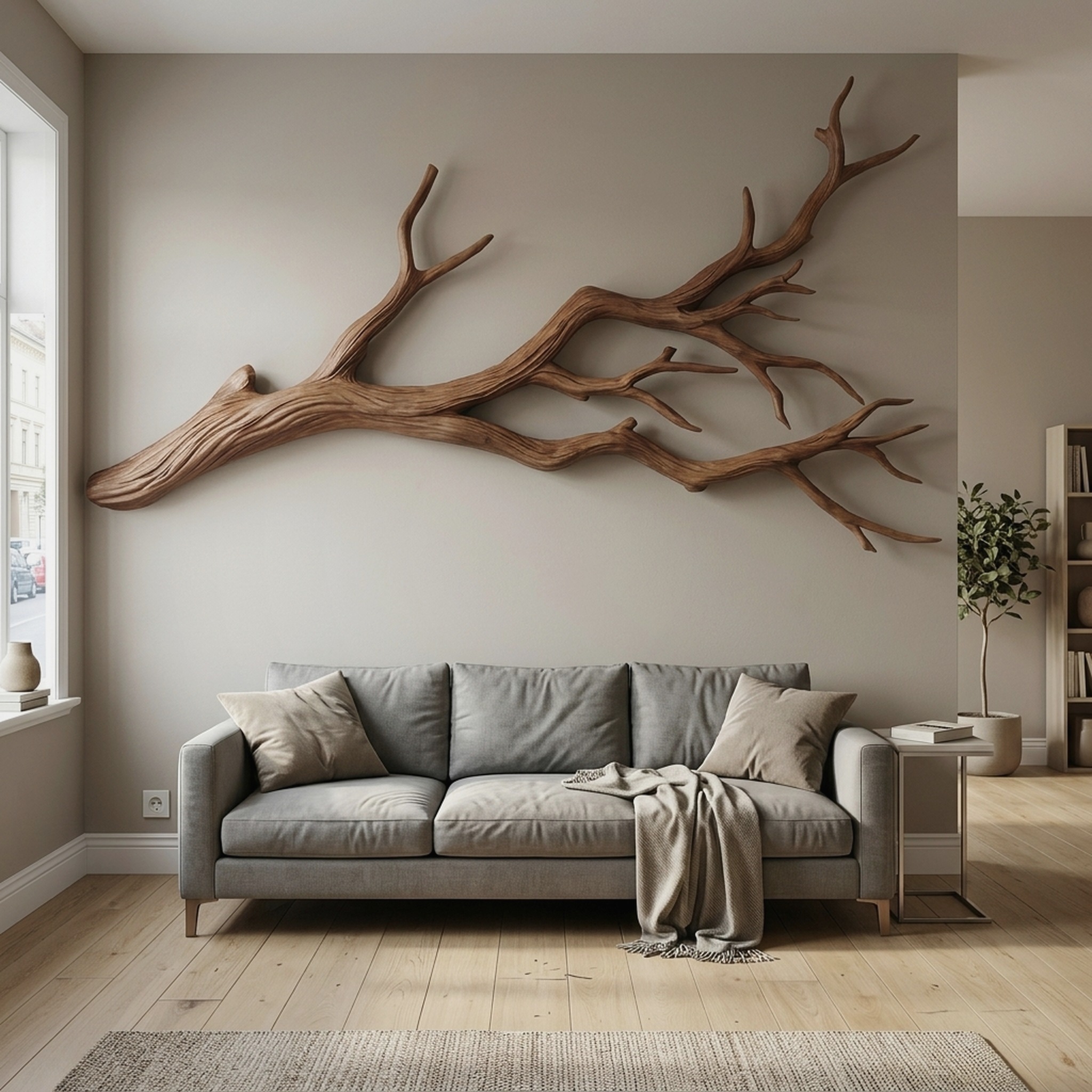 Flowing Organic Wood Branch Wall Sculpture Contemporary Decor