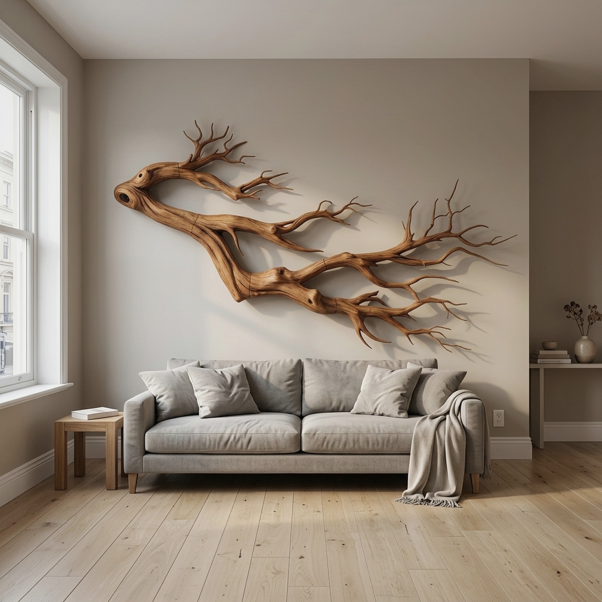 Freeform Wood Branch Wall Art Natural Sculptural Interior Decor