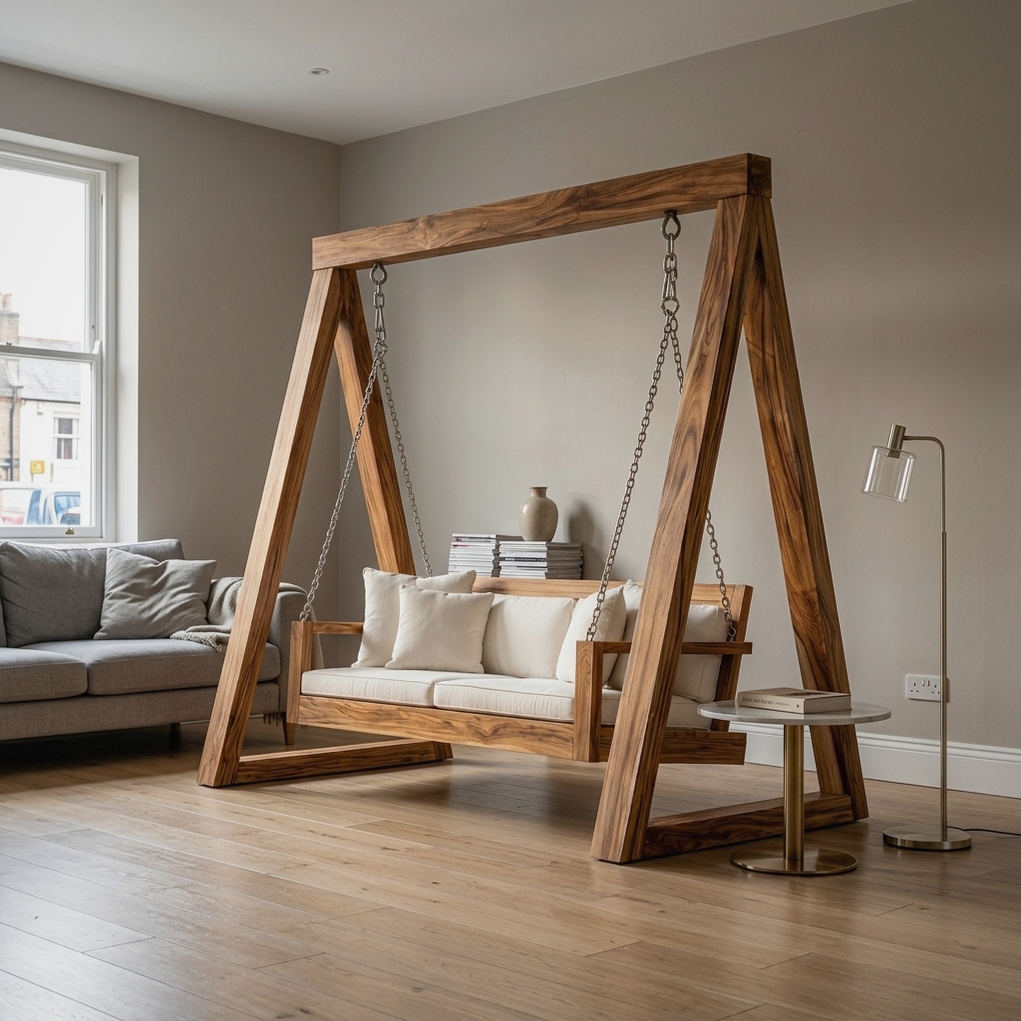 Freestanding Wooden Garden Swing Luxury Outdoor Living