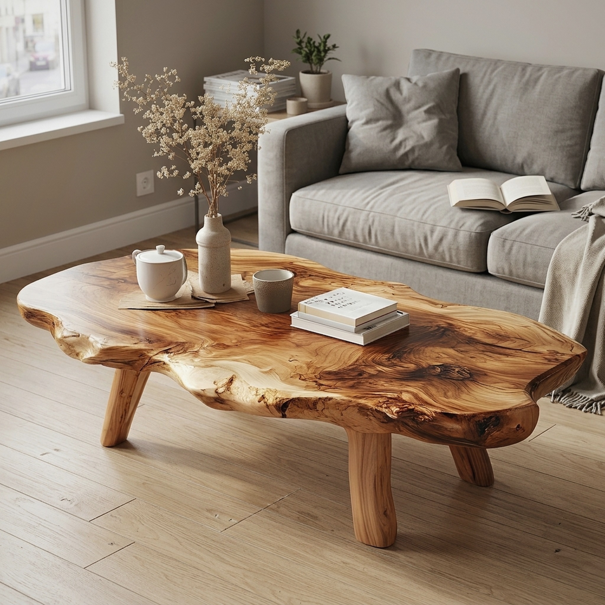 Functional Vintage Natural Wood Coffee Table for Stylish Living Rooms