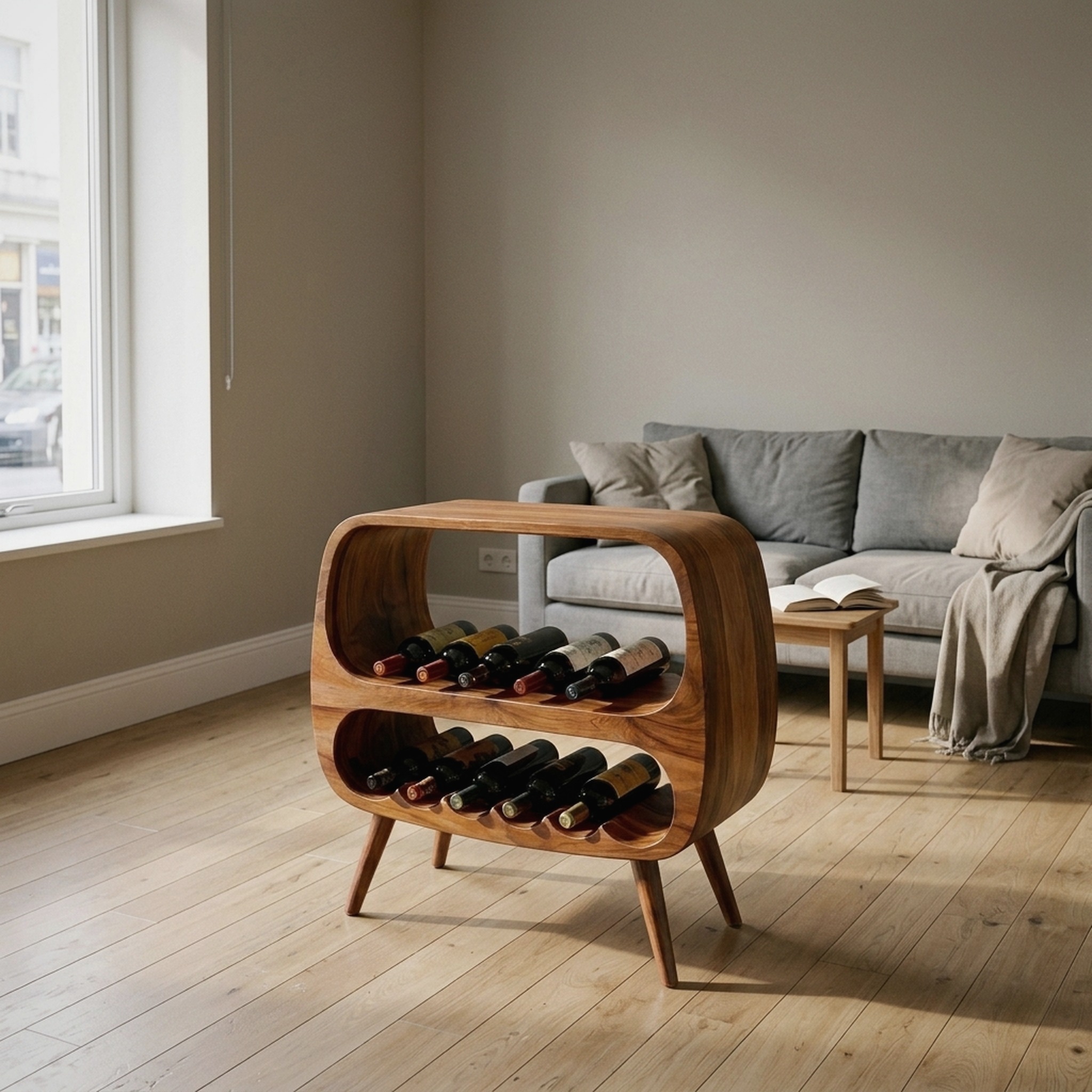 Functional Wine Storage with 2 Tiers for Bar Corner