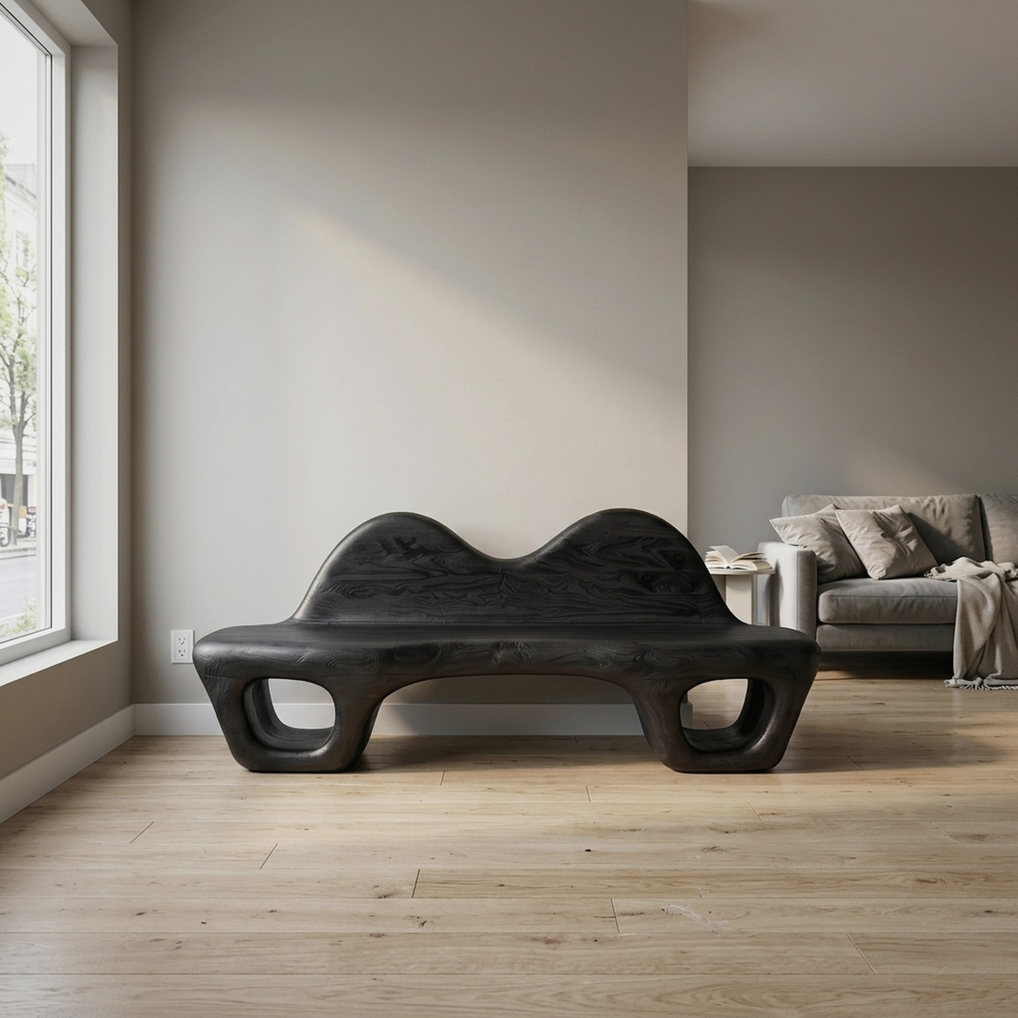 Gothic Halloween Accent Bench with Dramatic Rounded Silhouette for Hallway