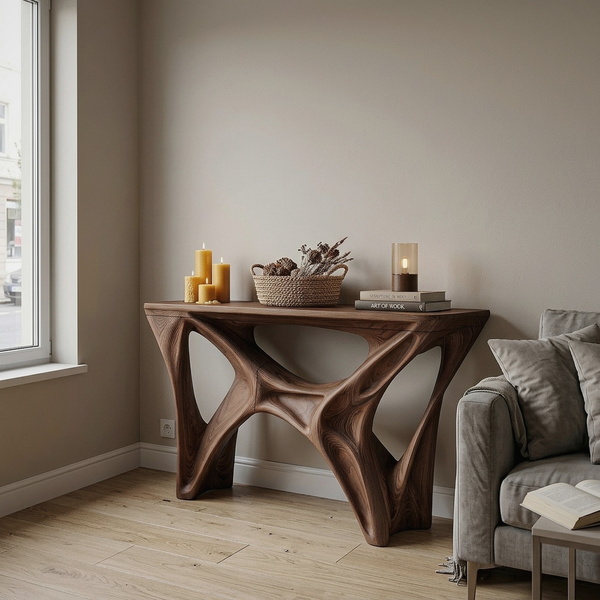 Gothic Halloween Console Table with Spider Web Inspired Base for Entryway
