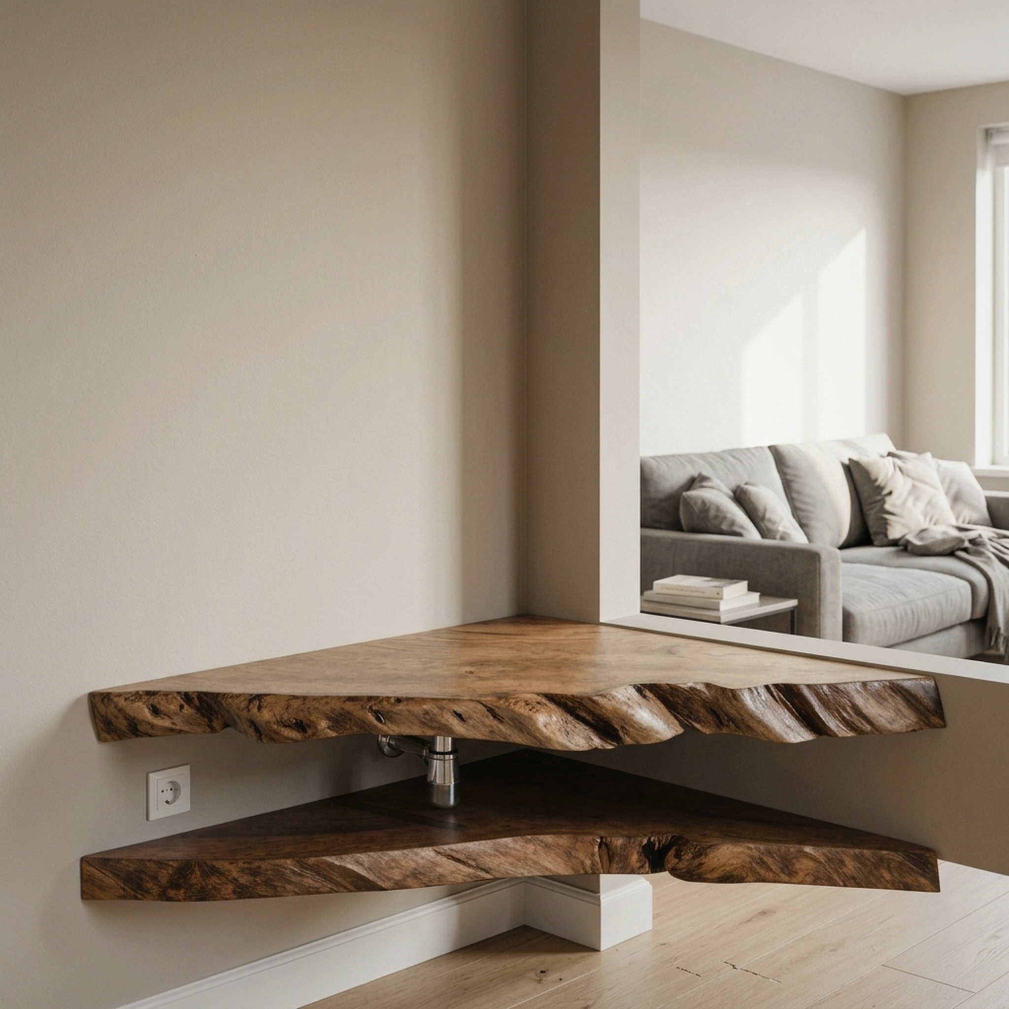 Handcrafted Bathroom Corner Vanity Shelf