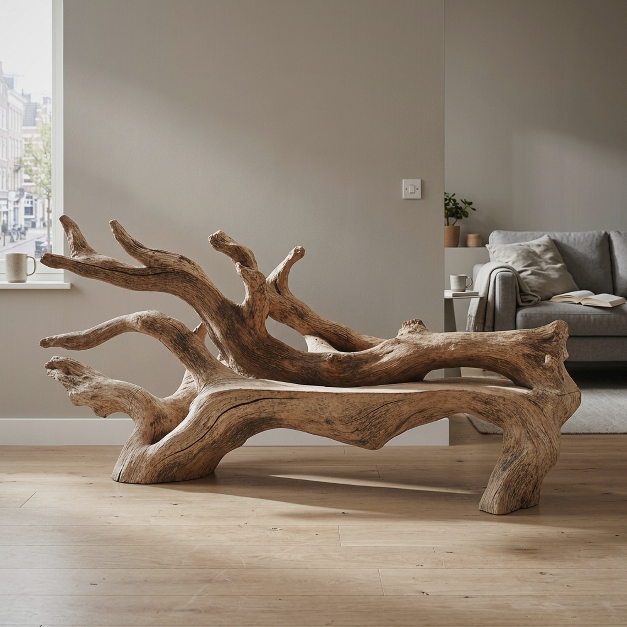 Handcrafted Branch Bench for Versatile Living Room Seating