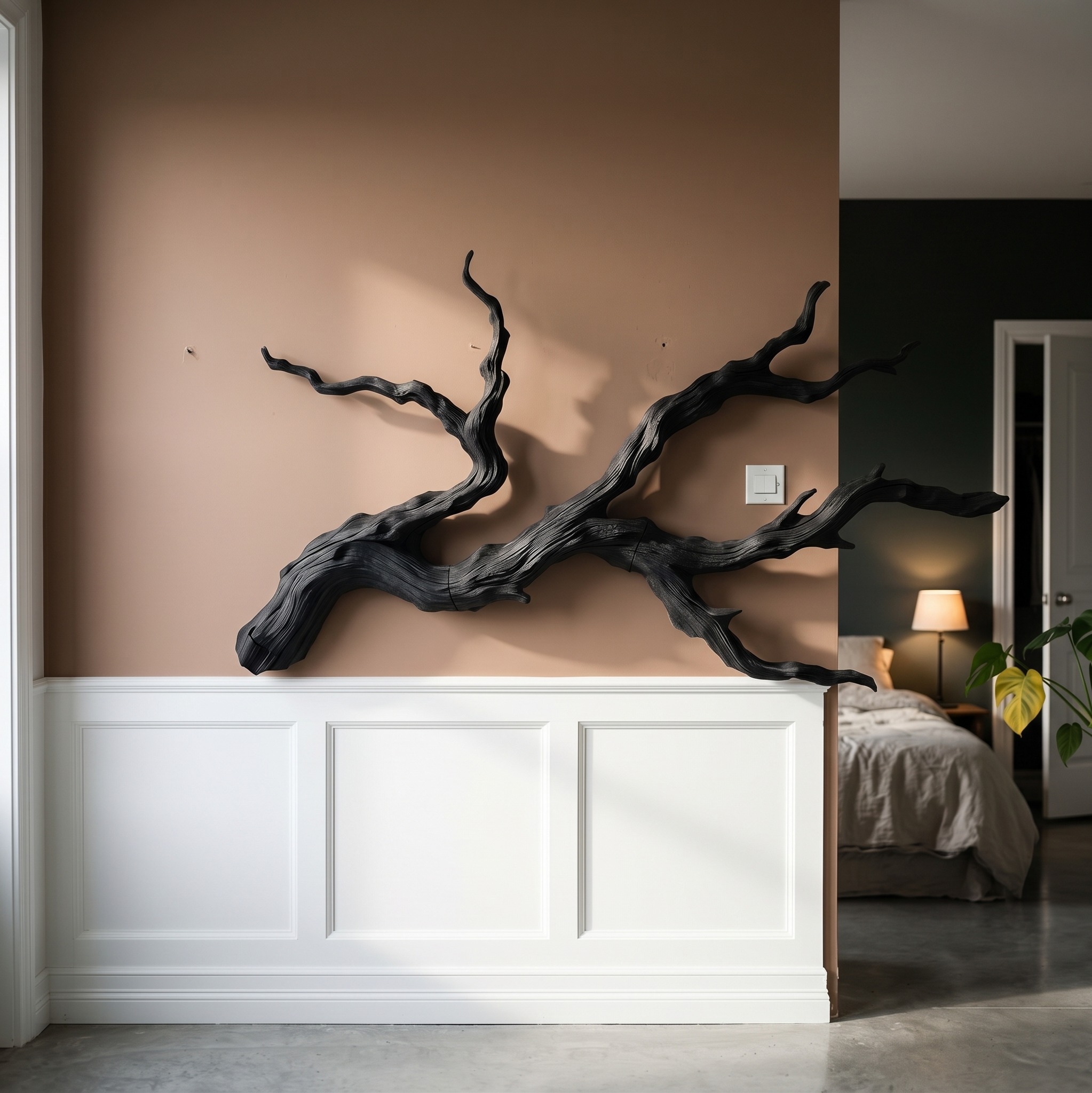 Handcrafted Branch Wood Wall Art, Rustic Nature-Inspired Tree Limb Sculpture for Living Room Bedroom, Model