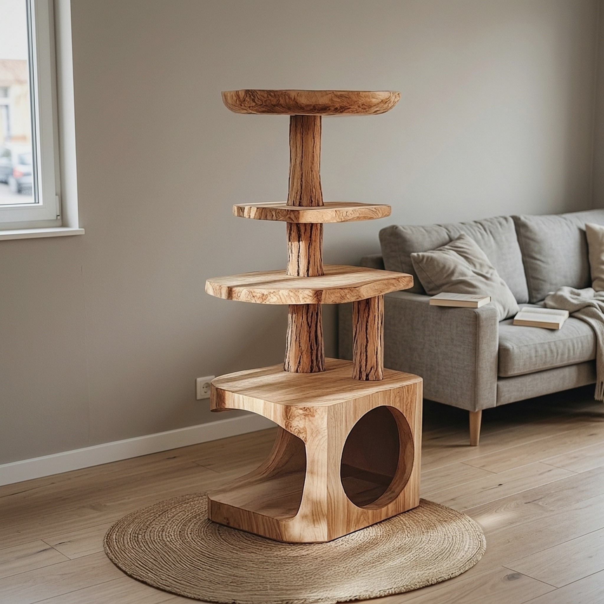 Handcrafted Cat Play Space Rustic Style Custom Size Decor Home Gift