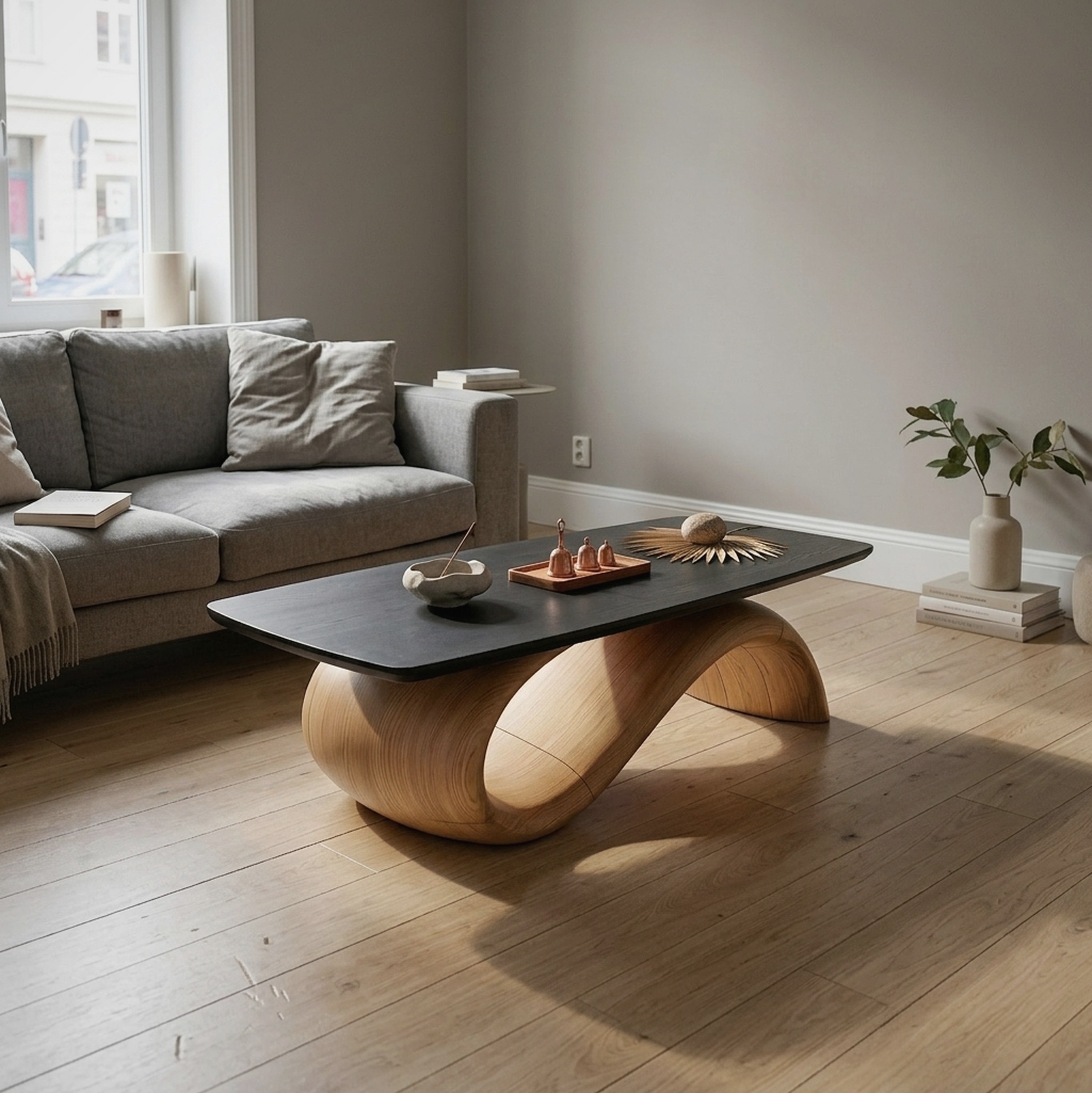 Handcrafted Coffee Table with Artistic Wood Design for Living Room