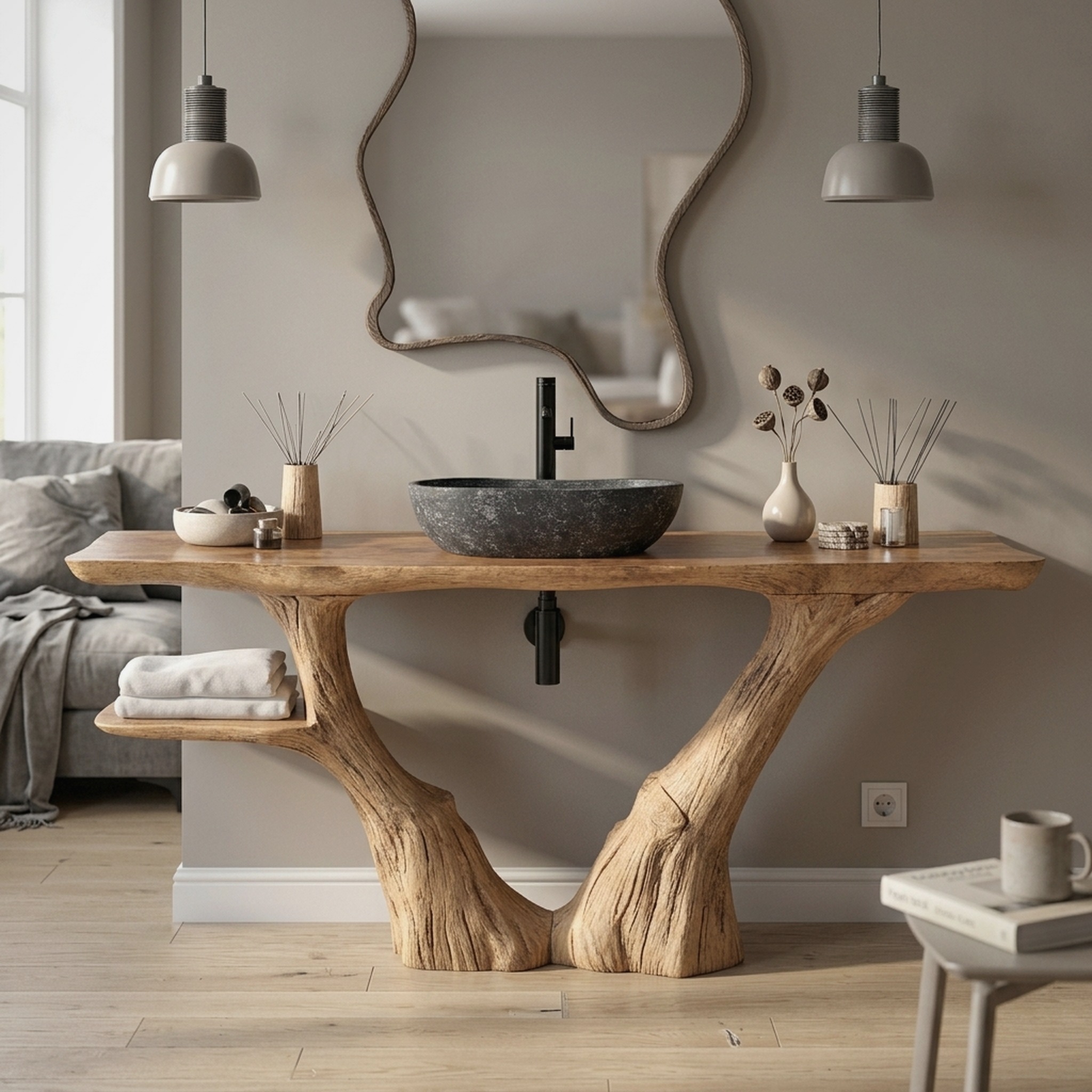 Handcrafted Counter Vanity for Stylish Bathroom Interiors