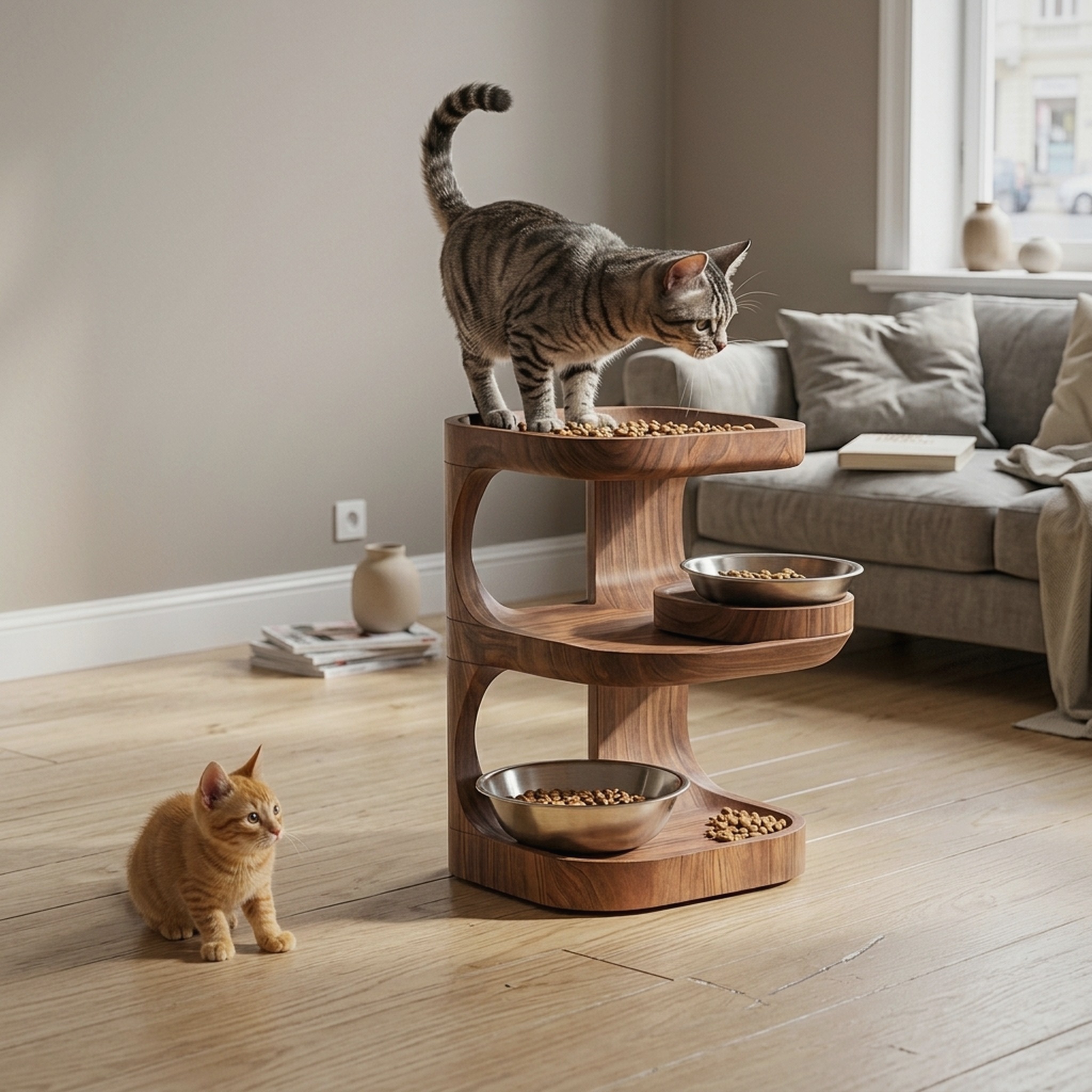 Handcrafted Dog Feeding Stand for Kitchen Design