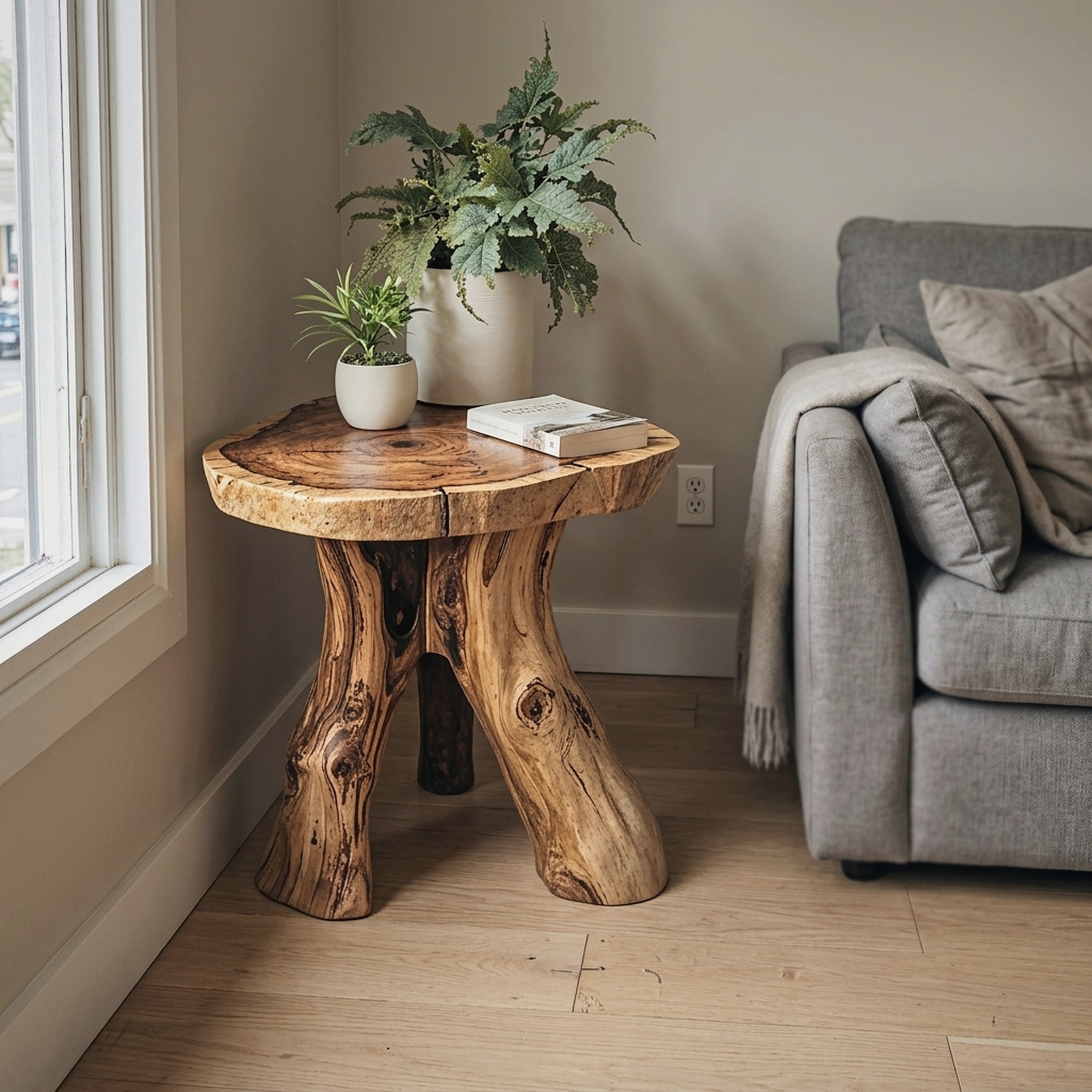Handcrafted End Table Solid Wood End Table Decor