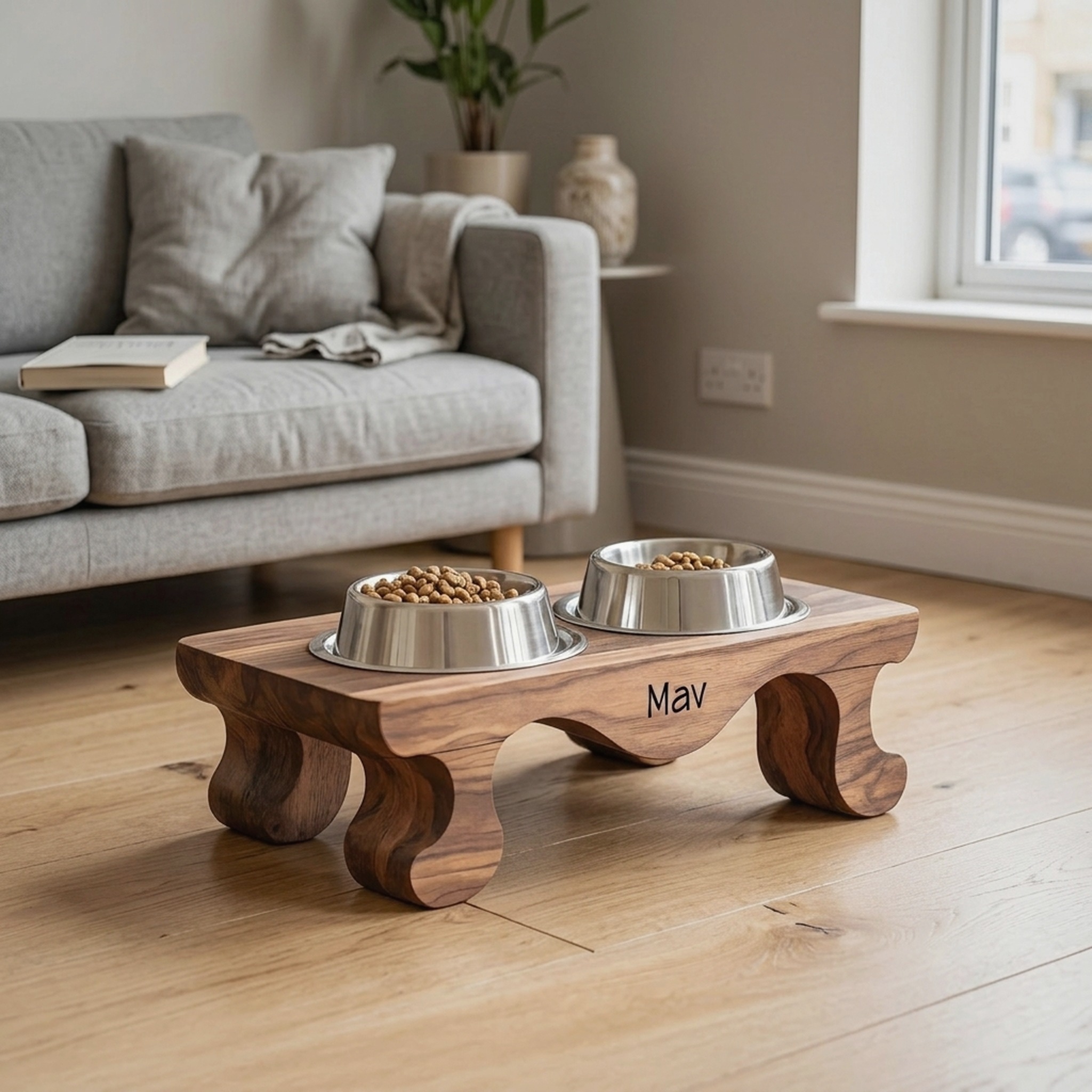 Handcrafted Feeding Stand for Dog Kitchen Corner