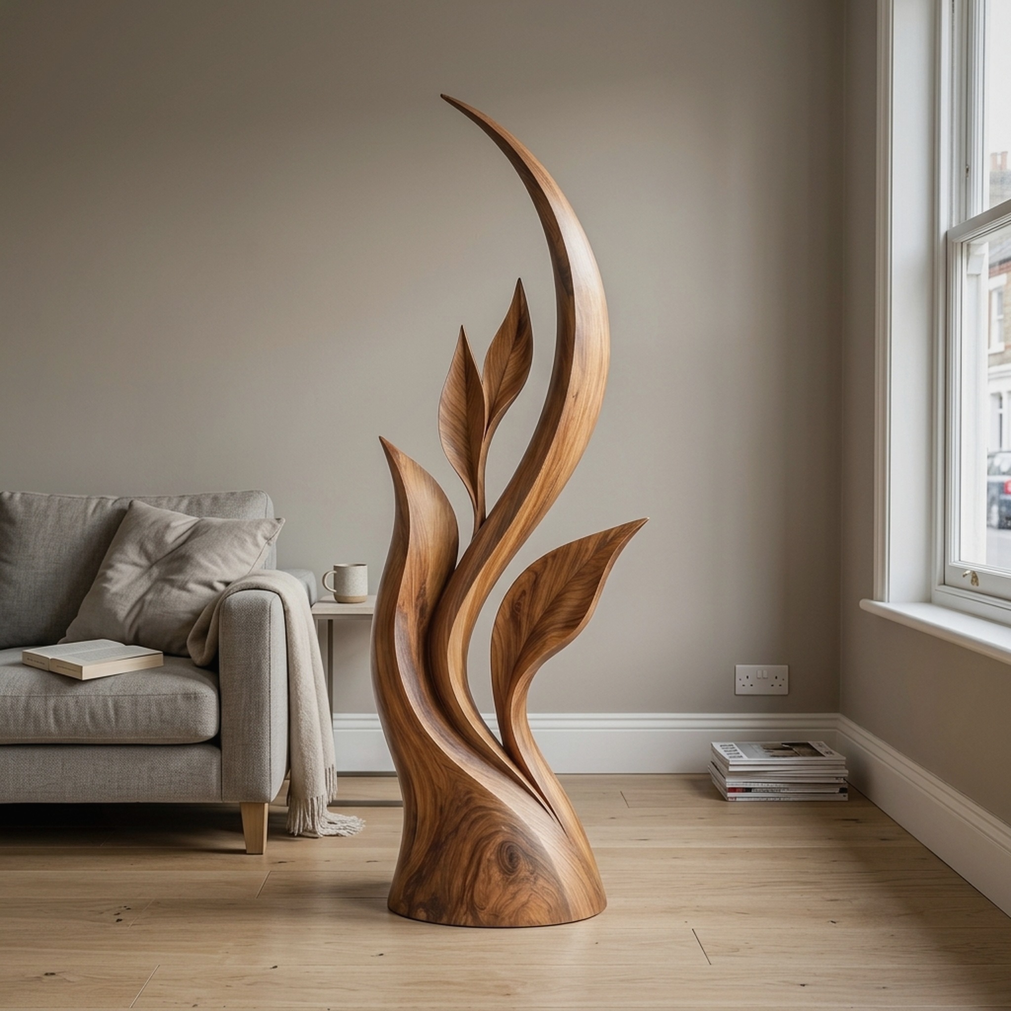 Handcrafted Flame Abstract Sculpture Modern Hallway Entryway