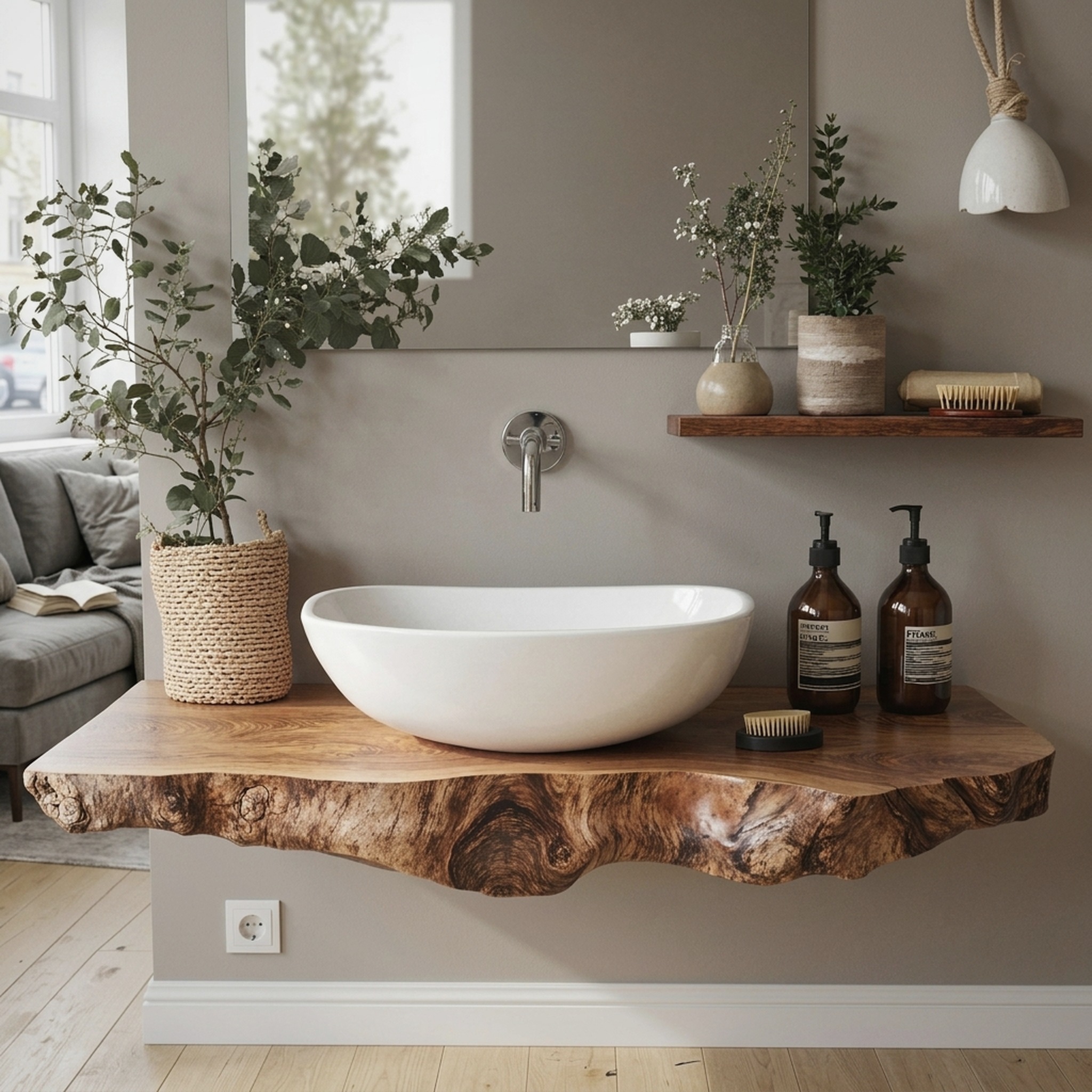 Handcrafted Floating Shelf for Bathroom Vanity Storage