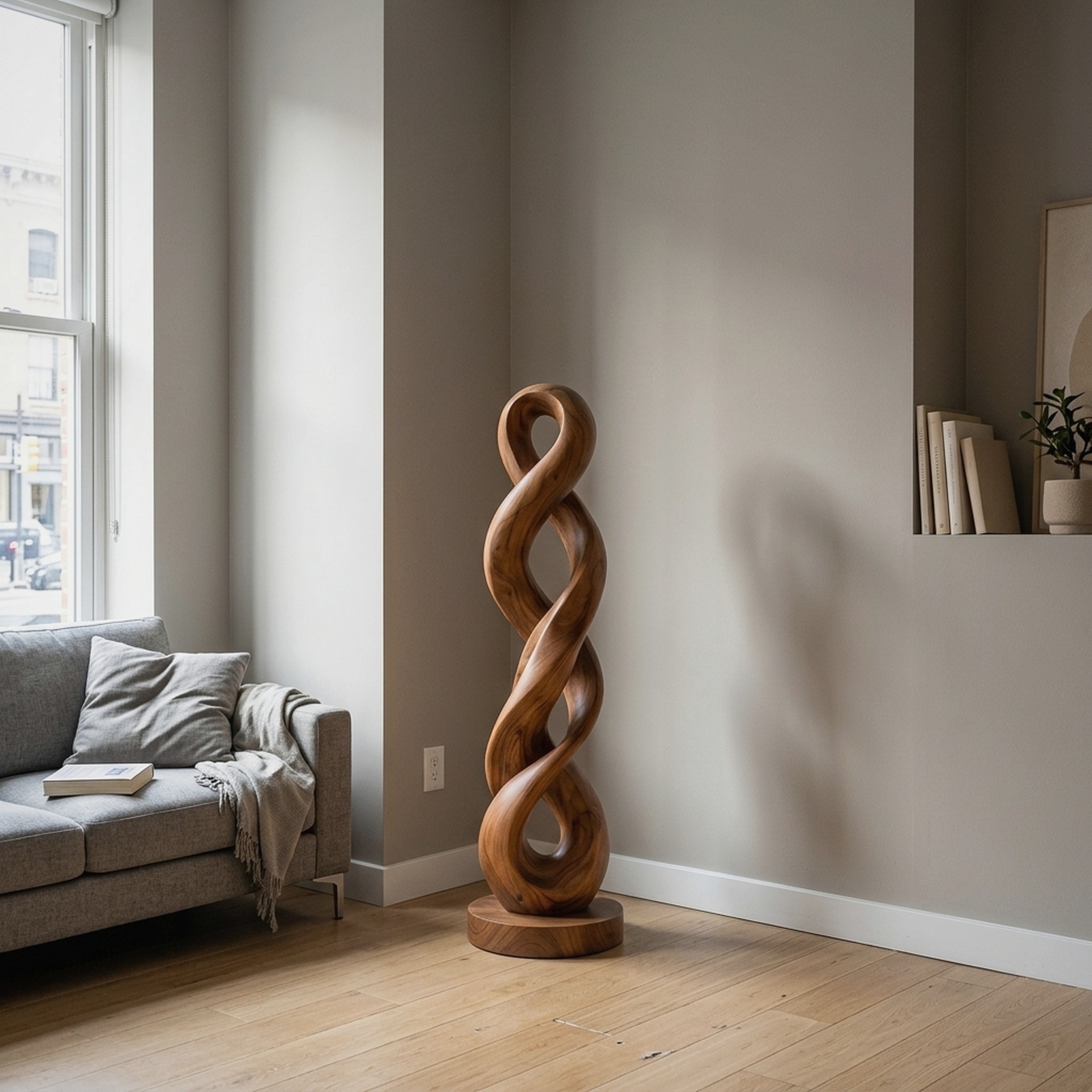 Handcrafted Infinity Wood Sculpture for Luxury Living Room Decor