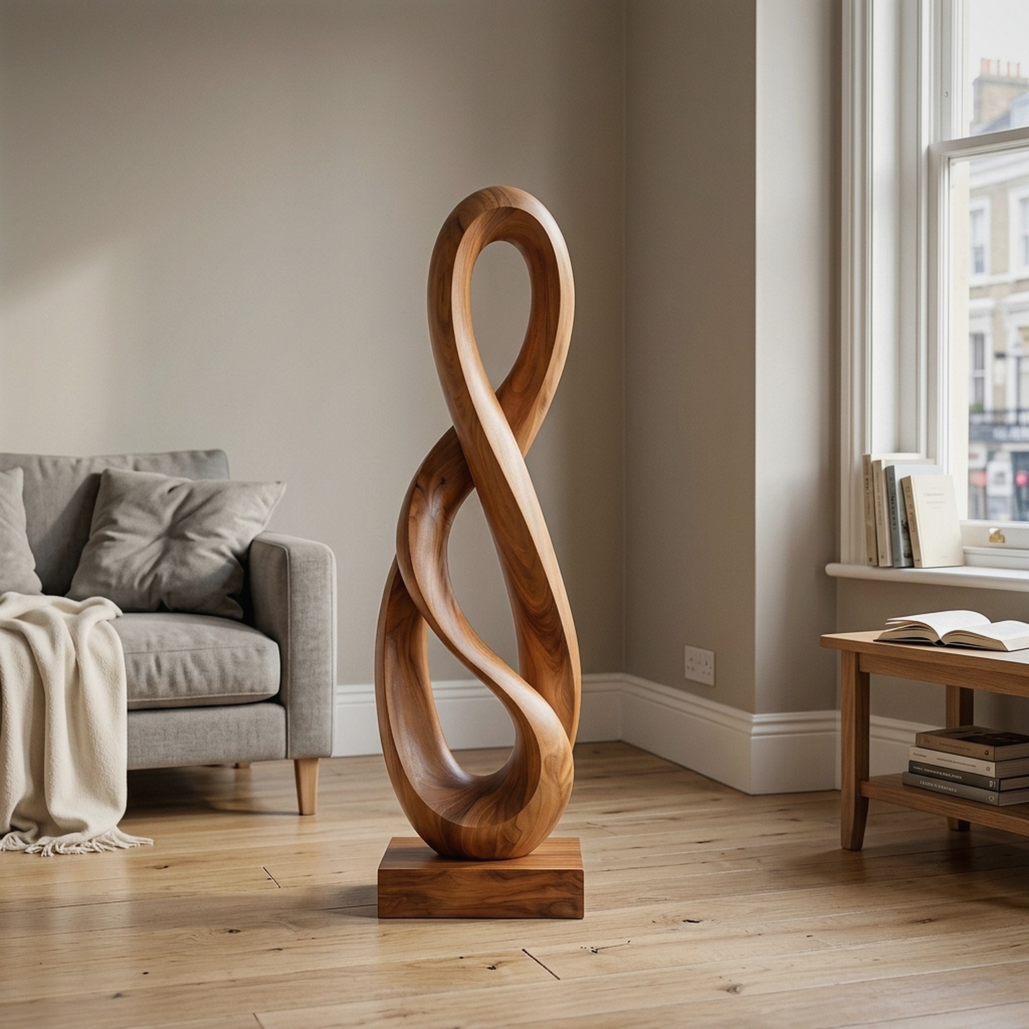 Handcrafted Infinity Wooden Sculpture for Mediterranean Home Decor