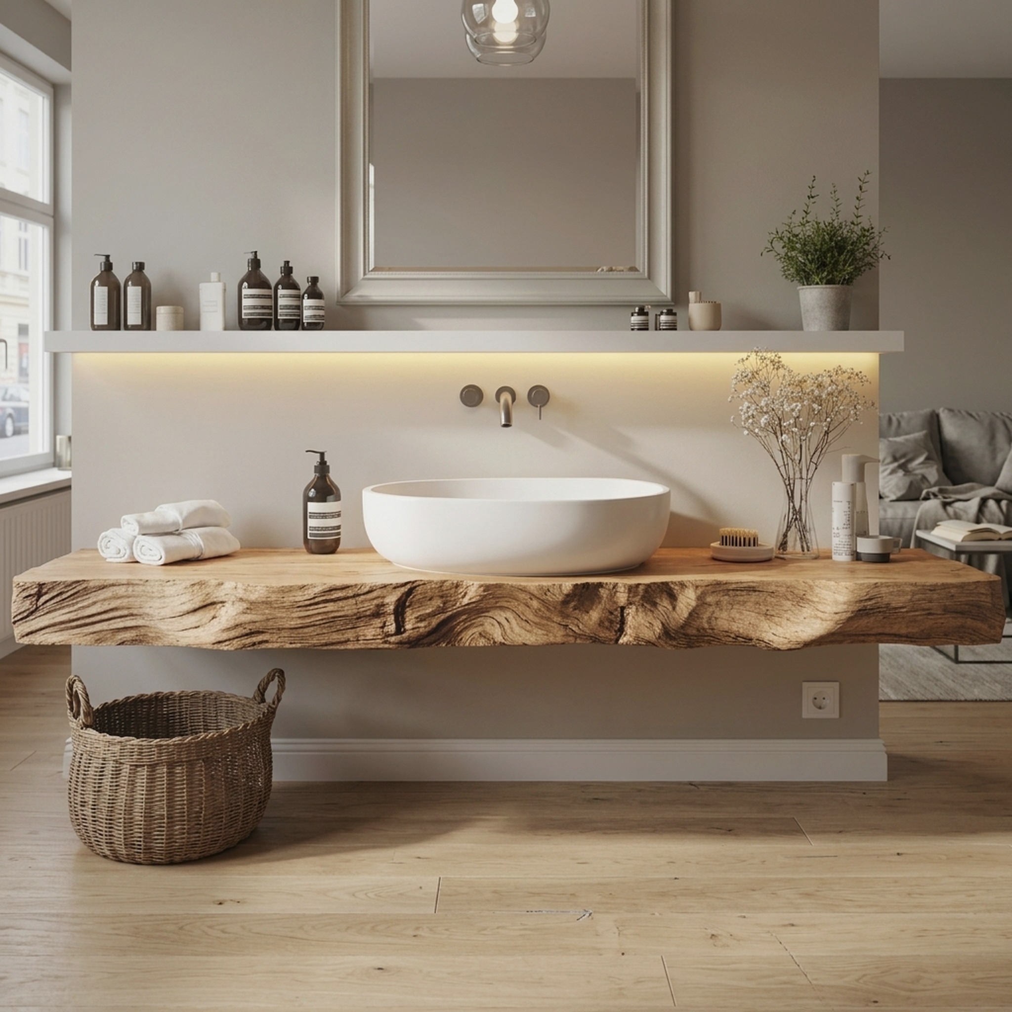 Handcrafted Live Edge Bathroom Vanity for Modern Design