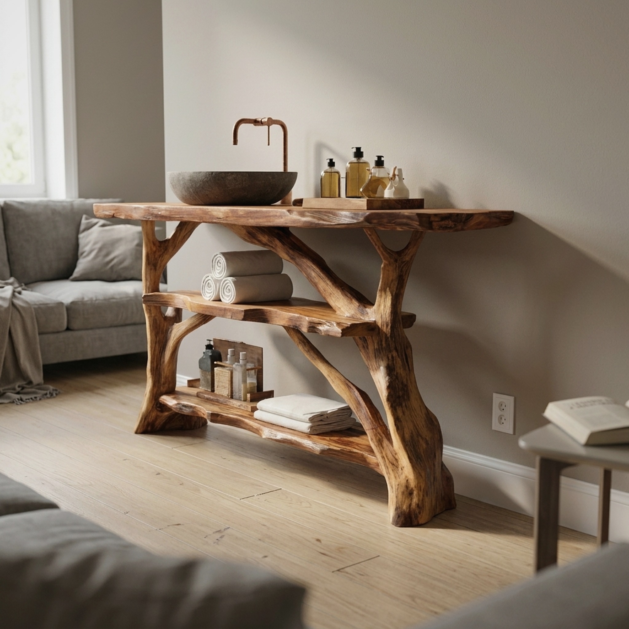 Handcrafted Live Edge Bathroom Vanity for Unique Bathroom Decor