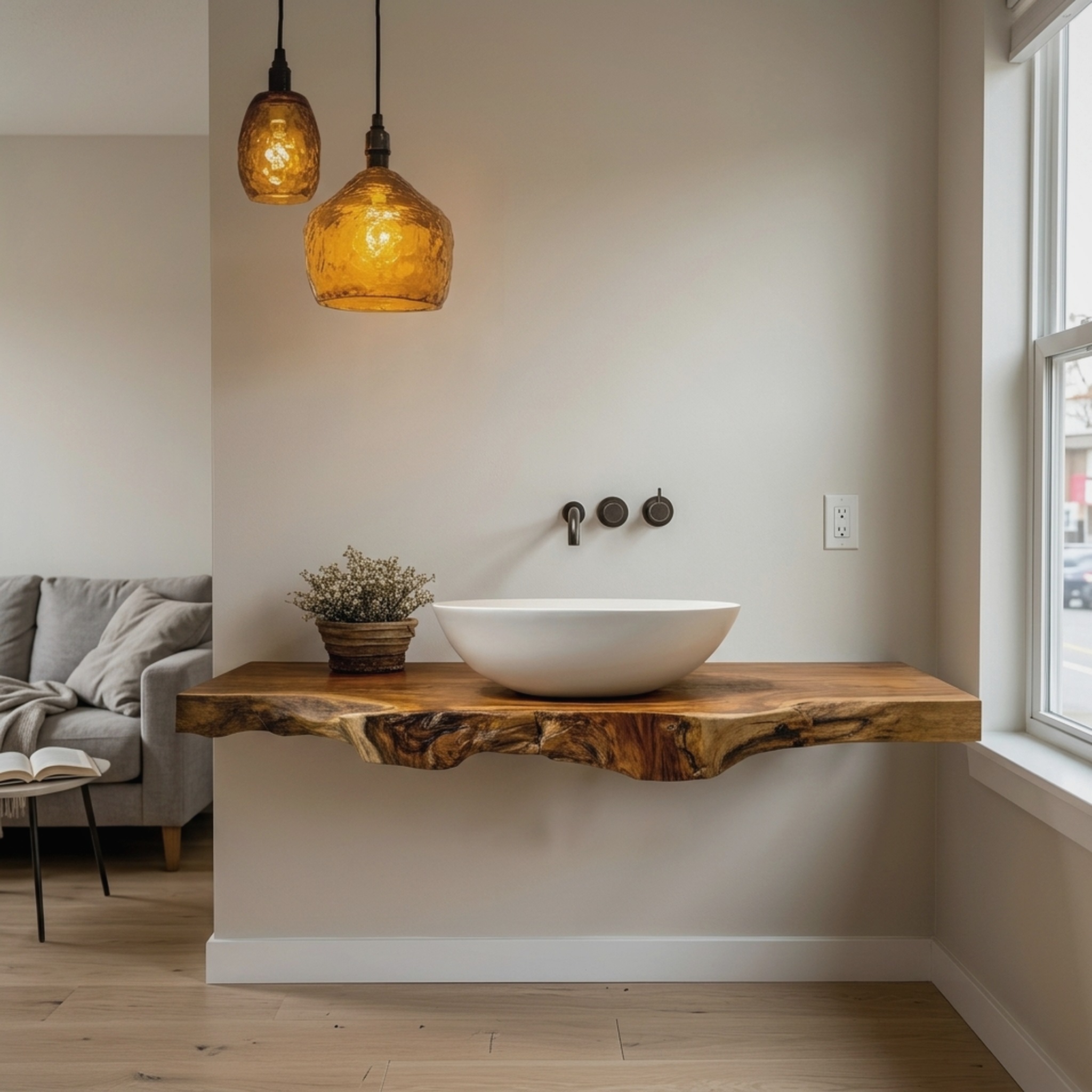Handcrafted Live Edge Bathroom Vanity Furniture Decor