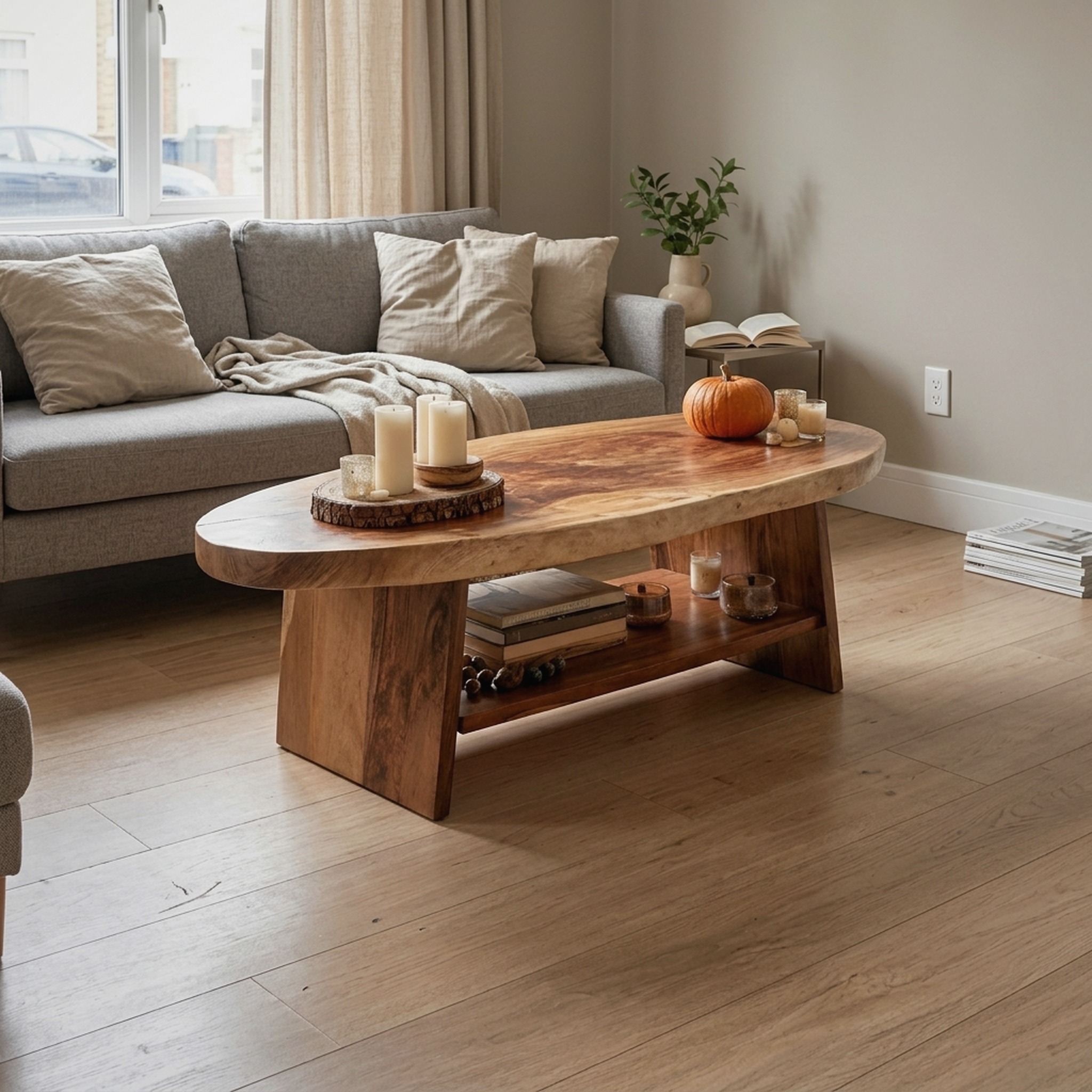 Handcrafted Live Edge Coffee Table Furniture Decor Pumpkin Season