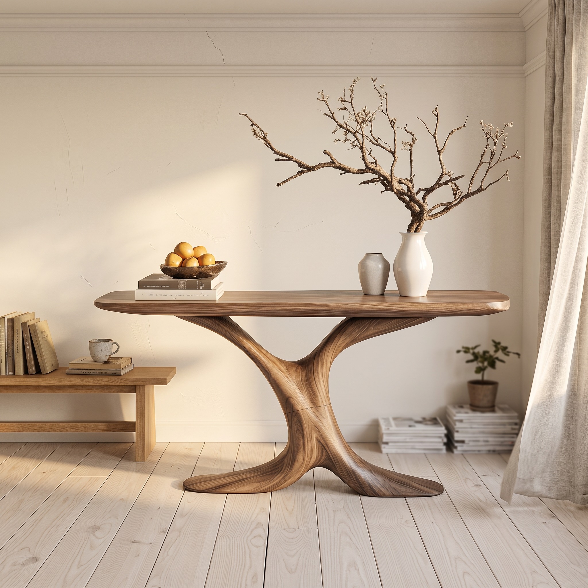 Handcrafted Live Edge Console Table, Solid Wood Entryway Sofa Table for Hallway & Living Room Decor
