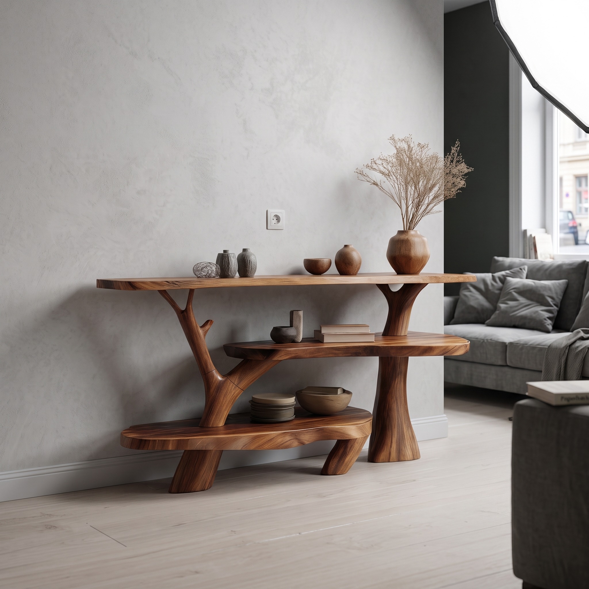 Handcrafted Live Edge Entryway Console Table, Solid Wood Slab Accent Table for Hallway, Living Room & Bedroom