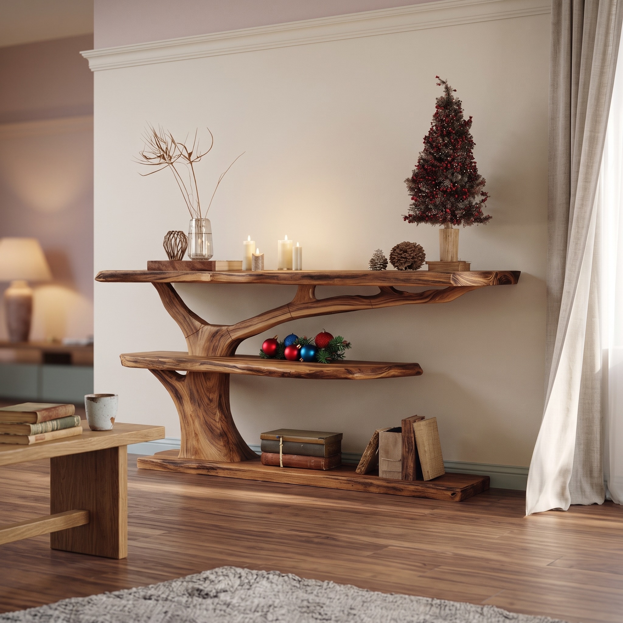 Handcrafted Live Edge Entryway Table, Solid Wood Slab Console Table, Rustic Behind Sofa Table for Hallway