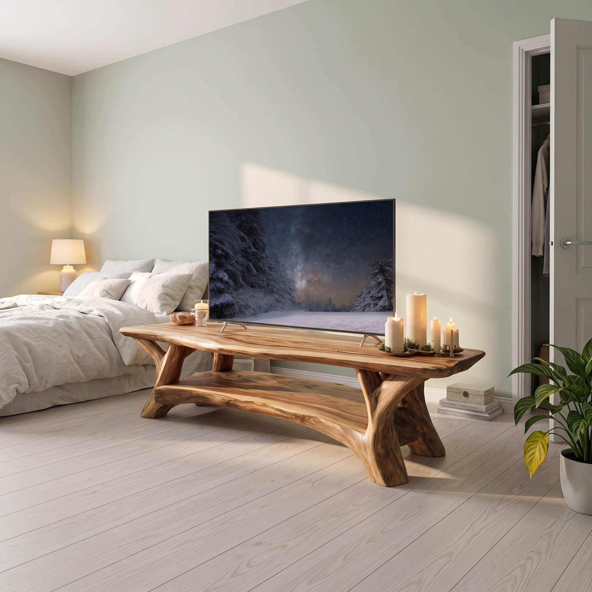 Handcrafted Live Edge Entryway TV Stand, Solid Wood Sofa Accent Table & Media Console for Living Room