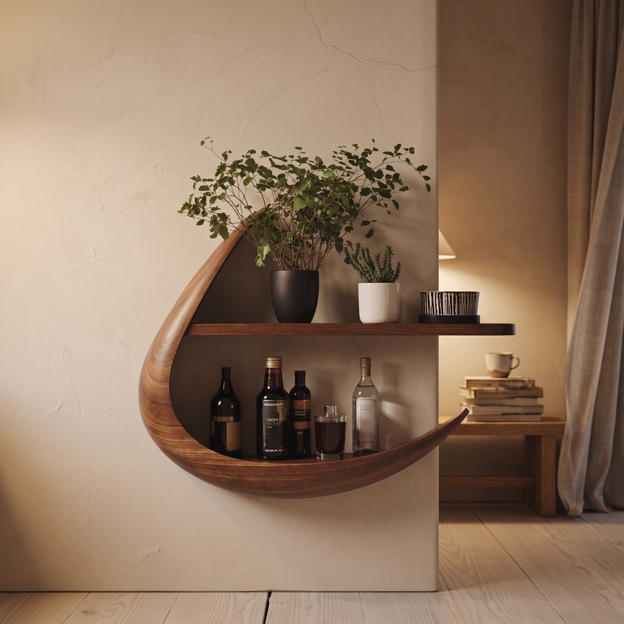 Handcrafted Live Edge Solid Wood Bookshelf, Wall Mounted Floating Storage Display Shelves for Modern Rooms