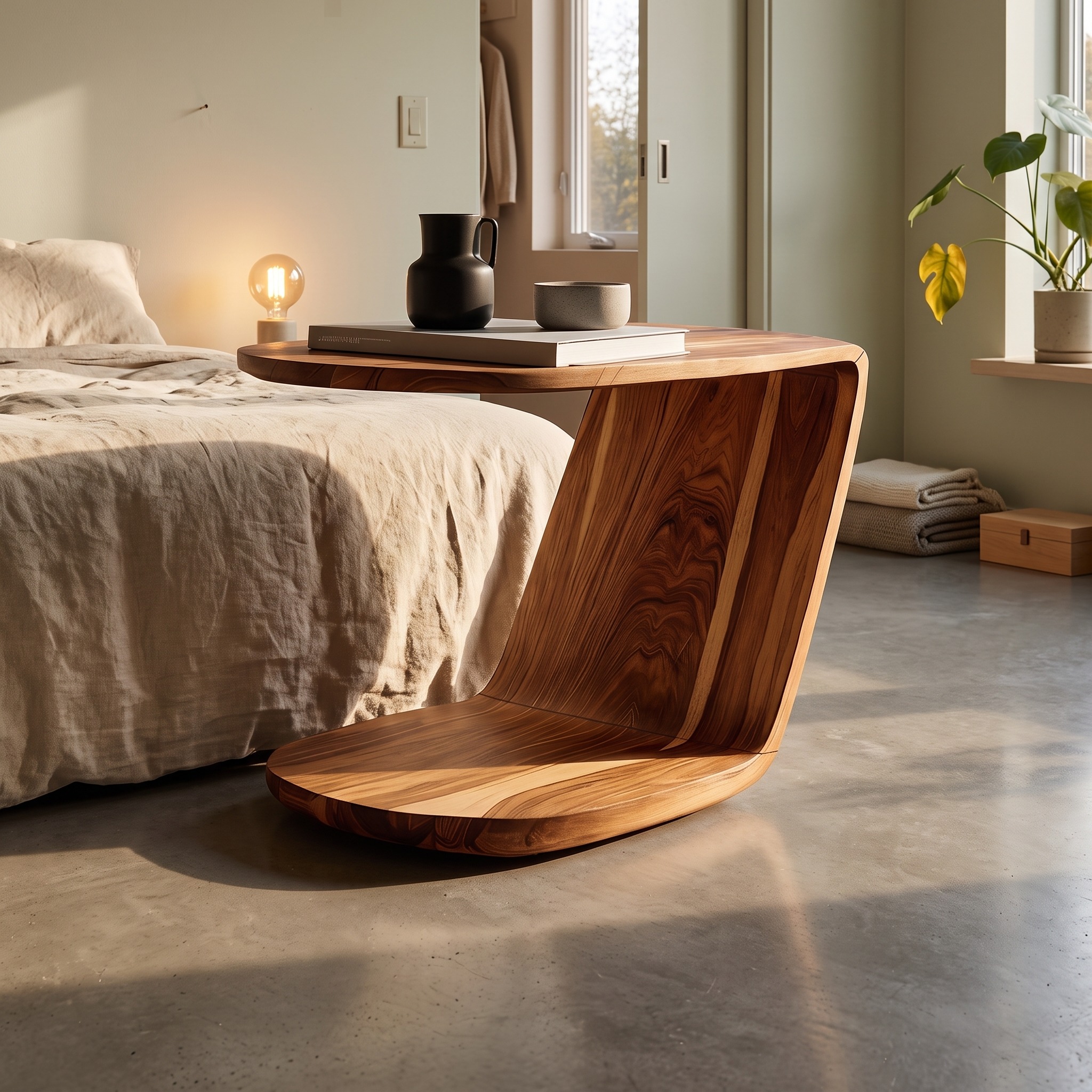Handcrafted Live Edge Solid Wood Side Table, Rustic Wooden End Table & Nightstand for Living Room Sofa Decor