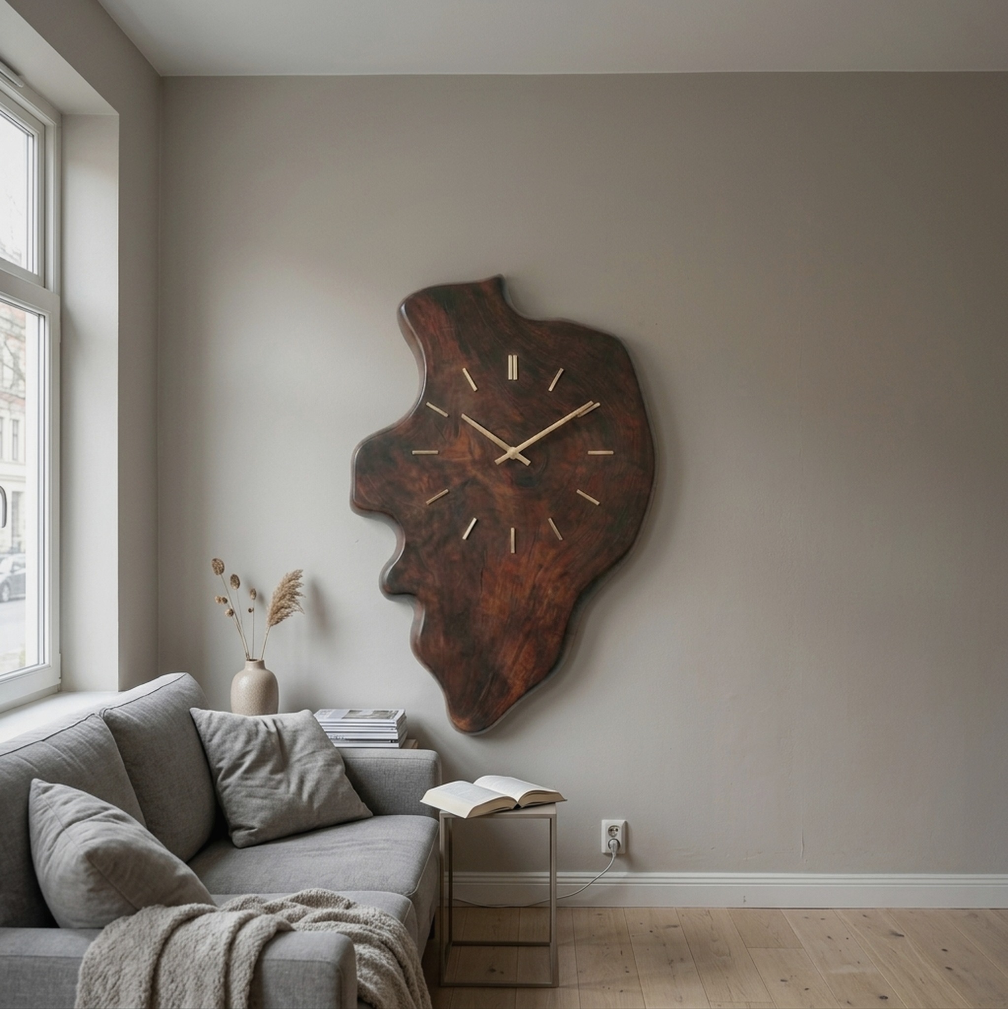 Handcrafted Live Edge Wood Wall Clock Living Room Wall
