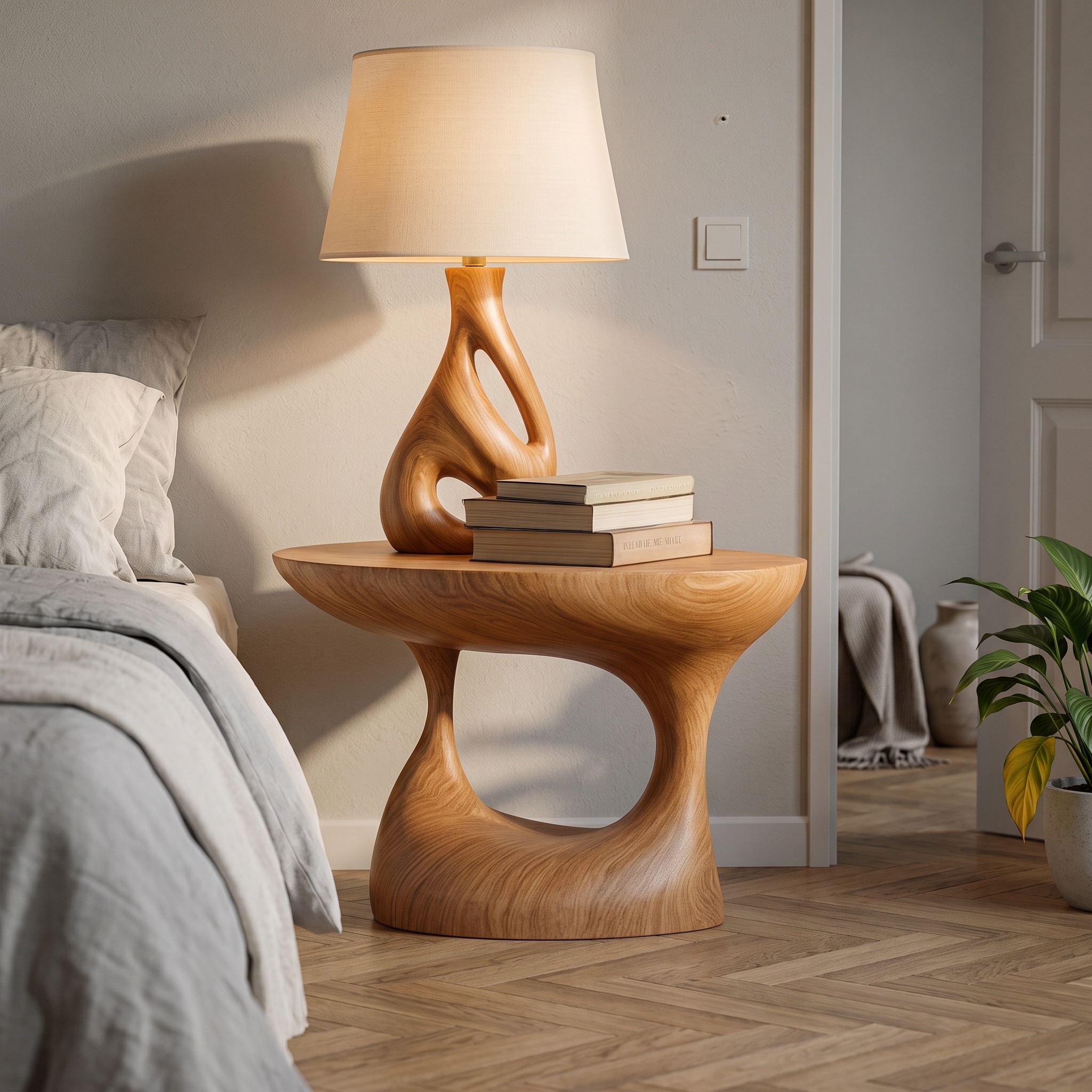 Handcrafted Mid Century Modern Bedside Table, Wood Nightstand & Minimalist End Table for Bedroom, Living Room