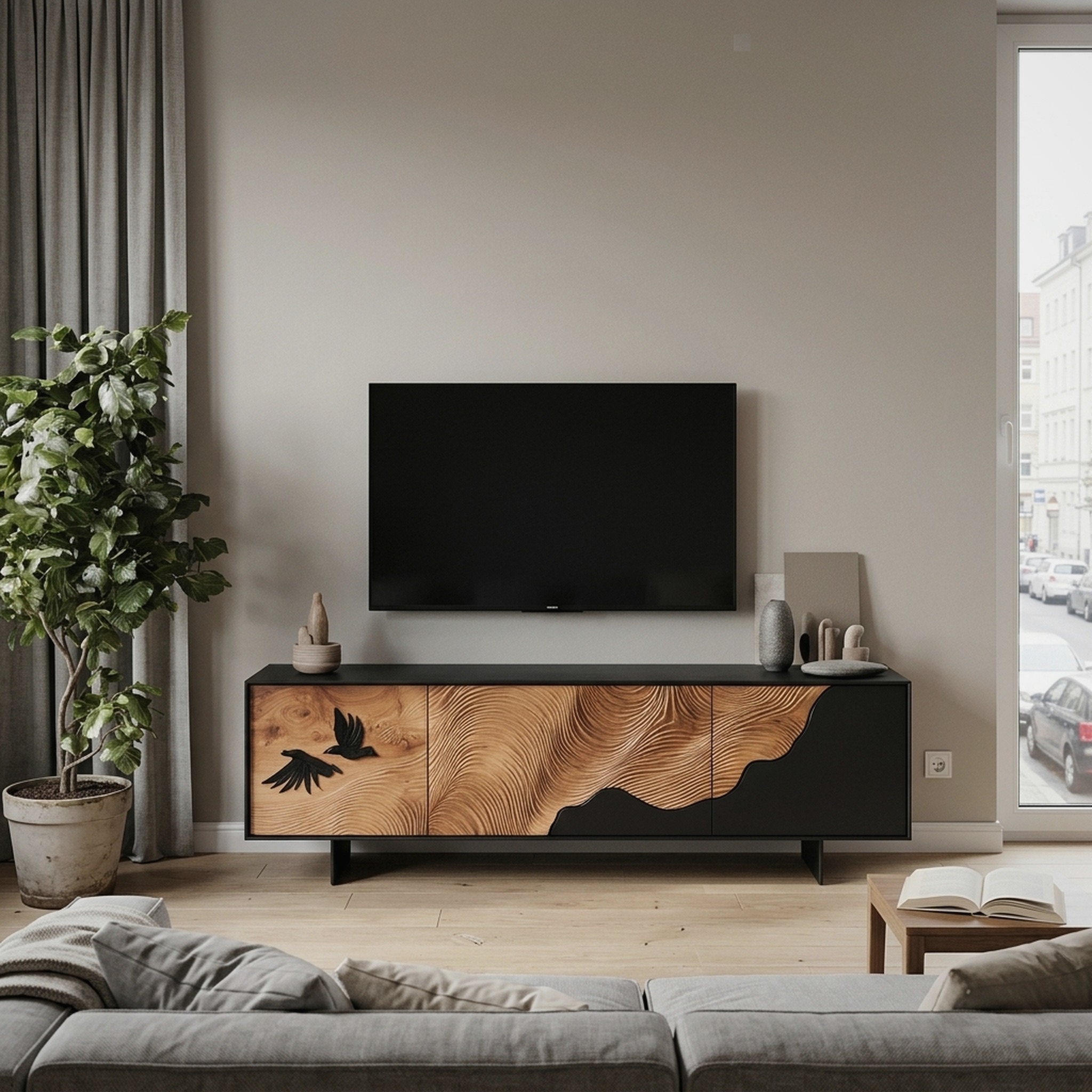 Handcrafted Mid Century TV Cabinet for Decor