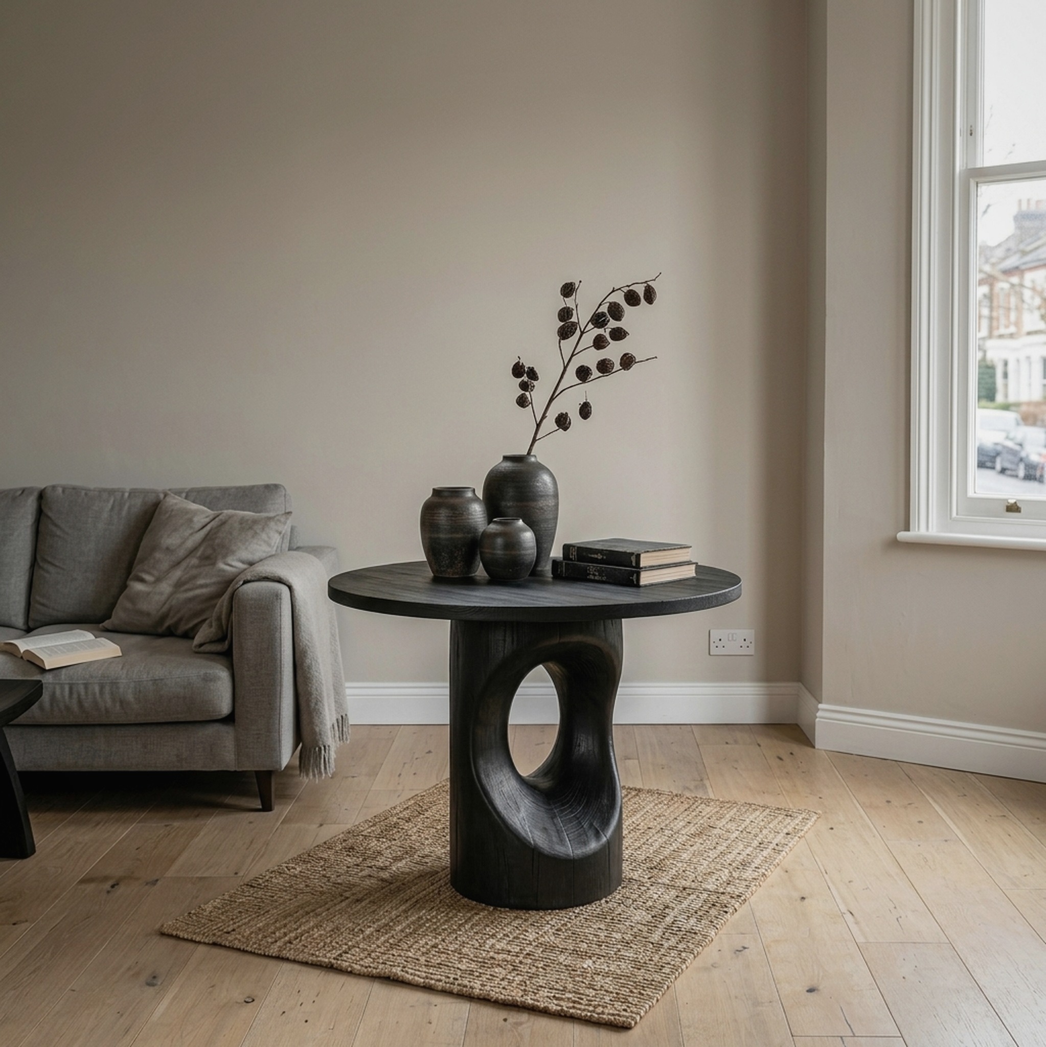 Handcrafted Modern Sculptural Foyer Table for Pedestal Entryway Table