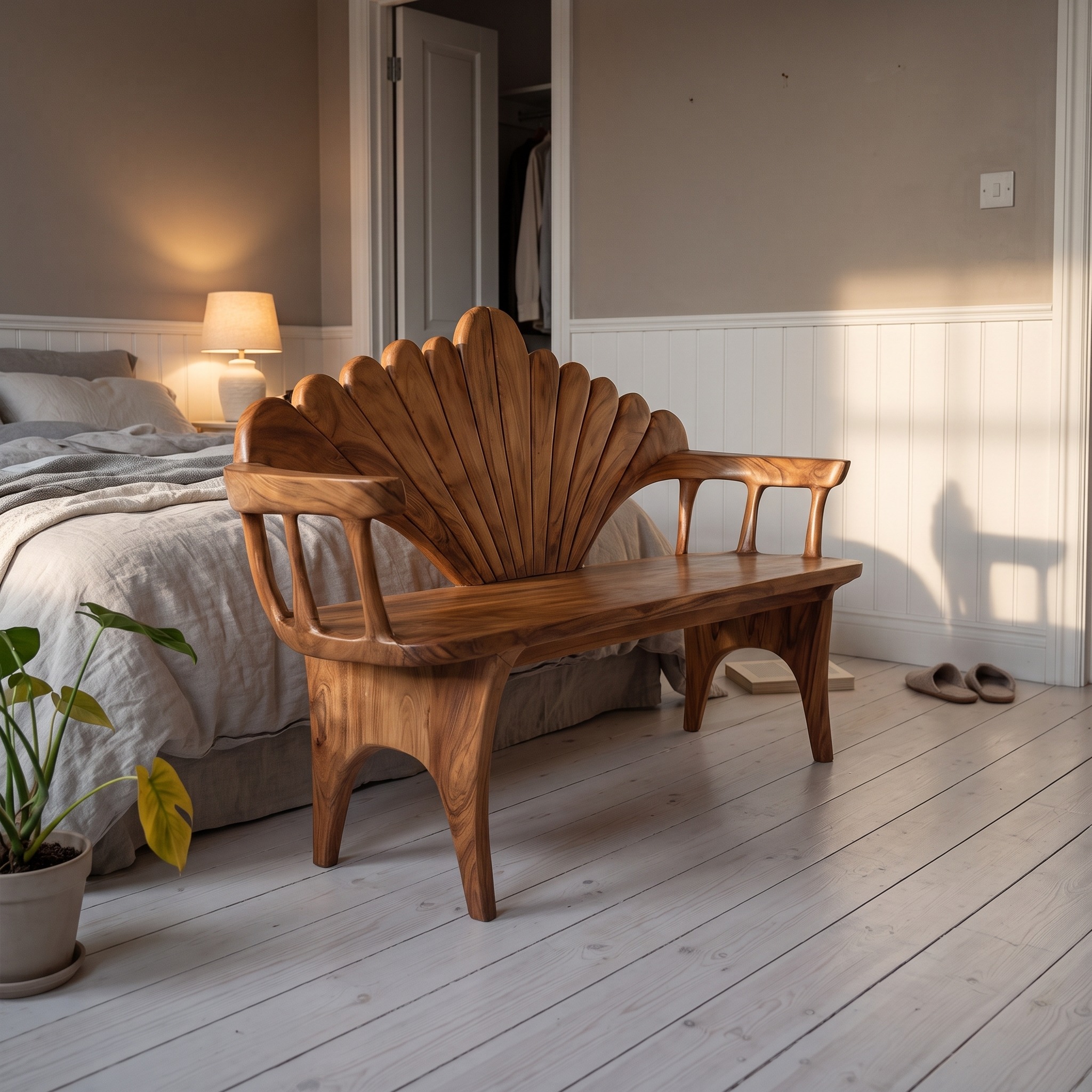 Handcrafted Natural Solid Wood Entryway Bench, Rustic Wooden Foyer Mudroom Bench for Home Decor