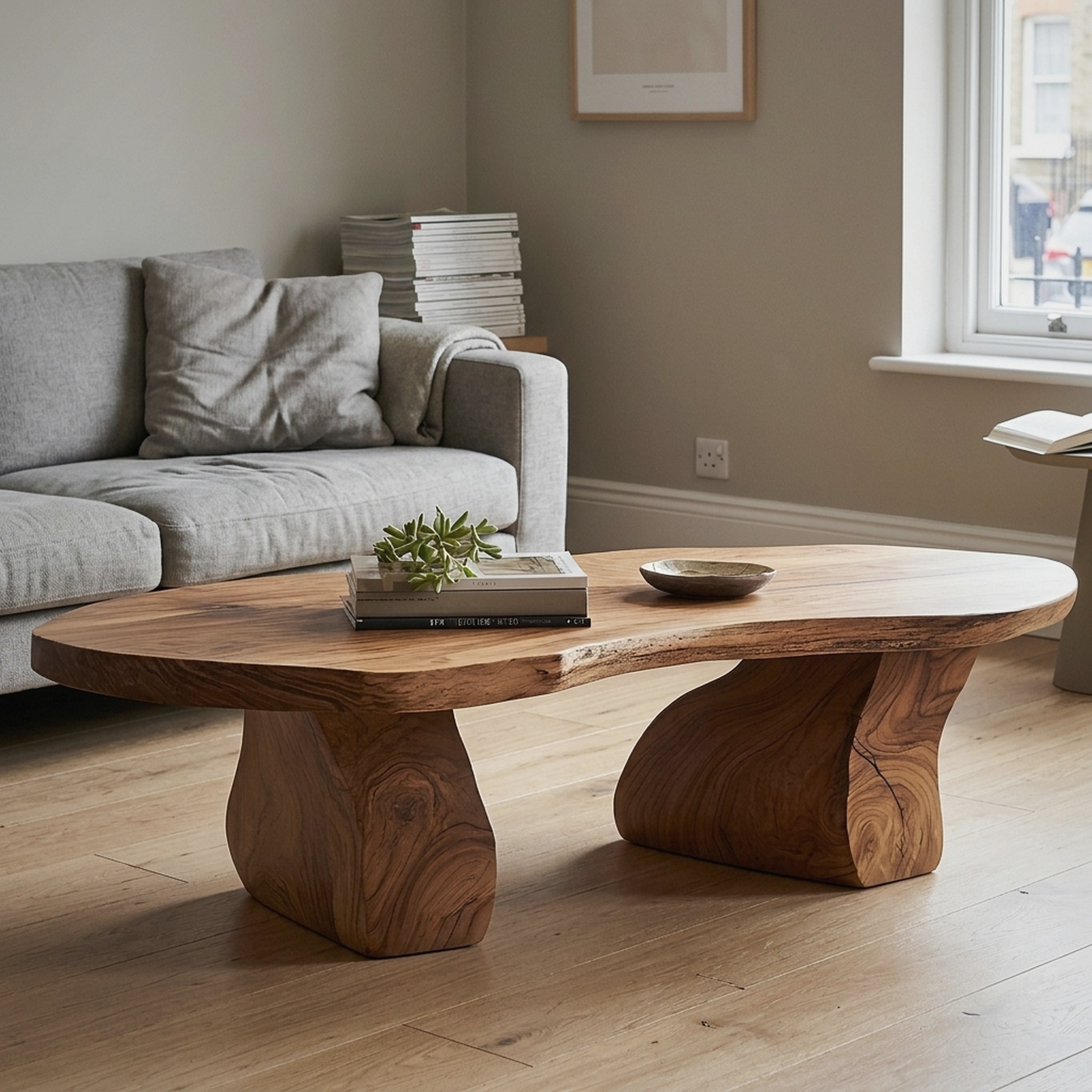 Handcrafted Natural Wood Coffee Table for Homely Living Room Style