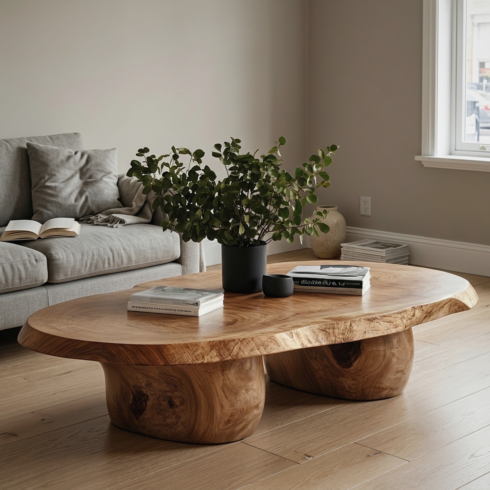 Handcrafted Natural Wood Coffee Table for Inviting Living Room