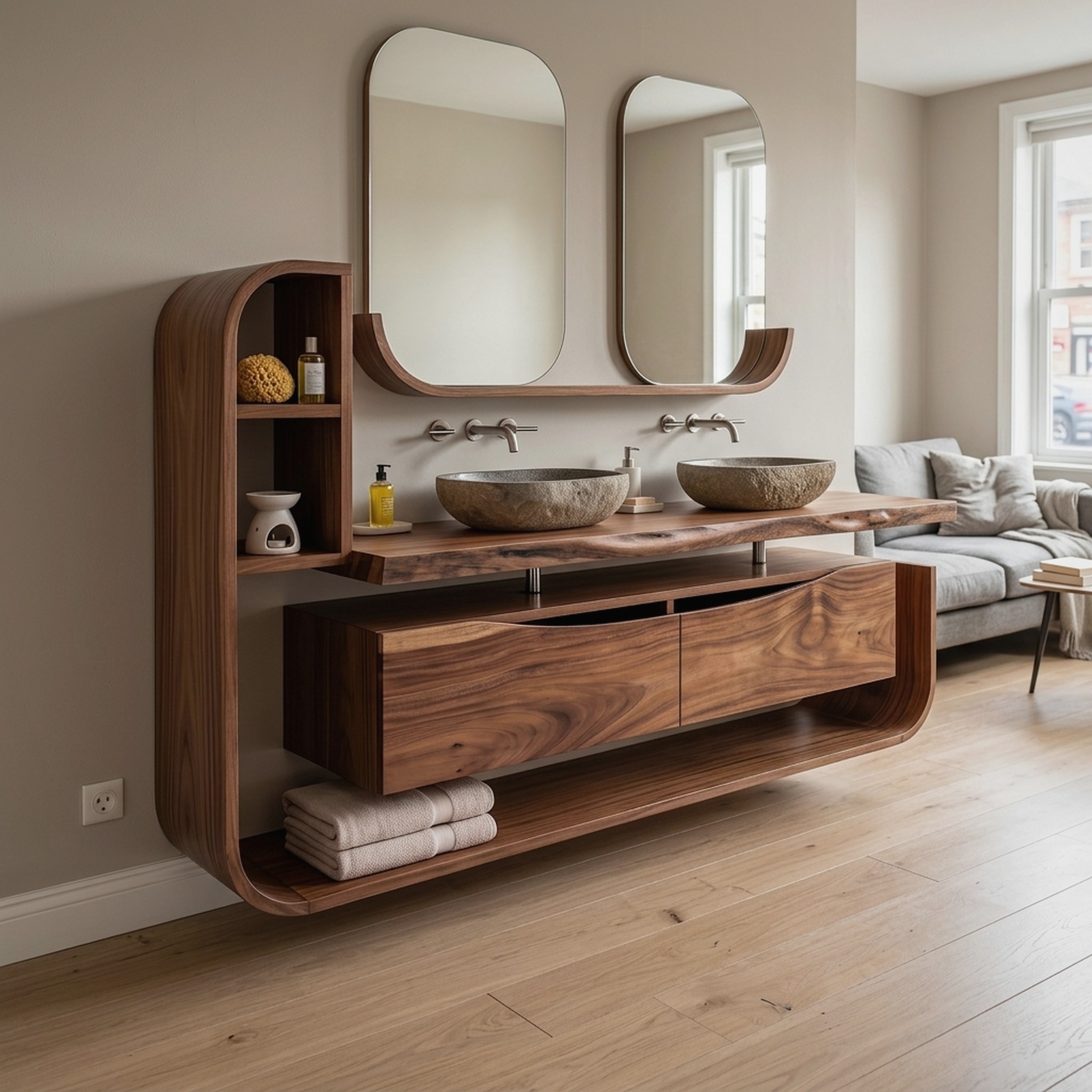 Handcrafted Organic Floating Bathroom Vanity Luxury Ensuite