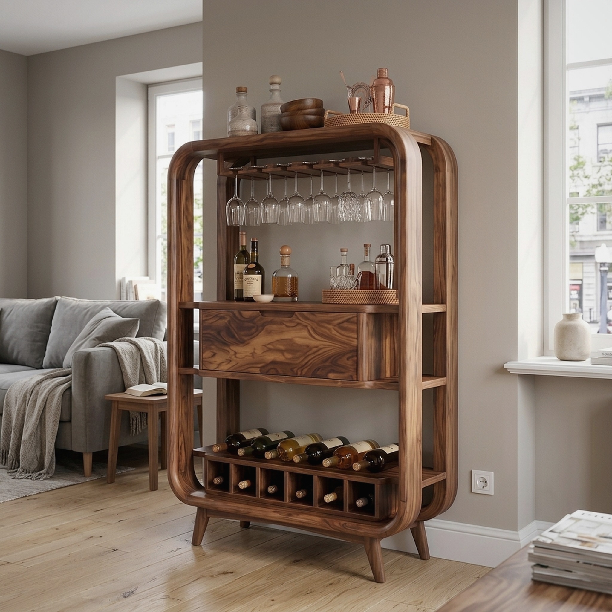 Handcrafted Organic Modern Home Bar Cabinet Tropical Retreat