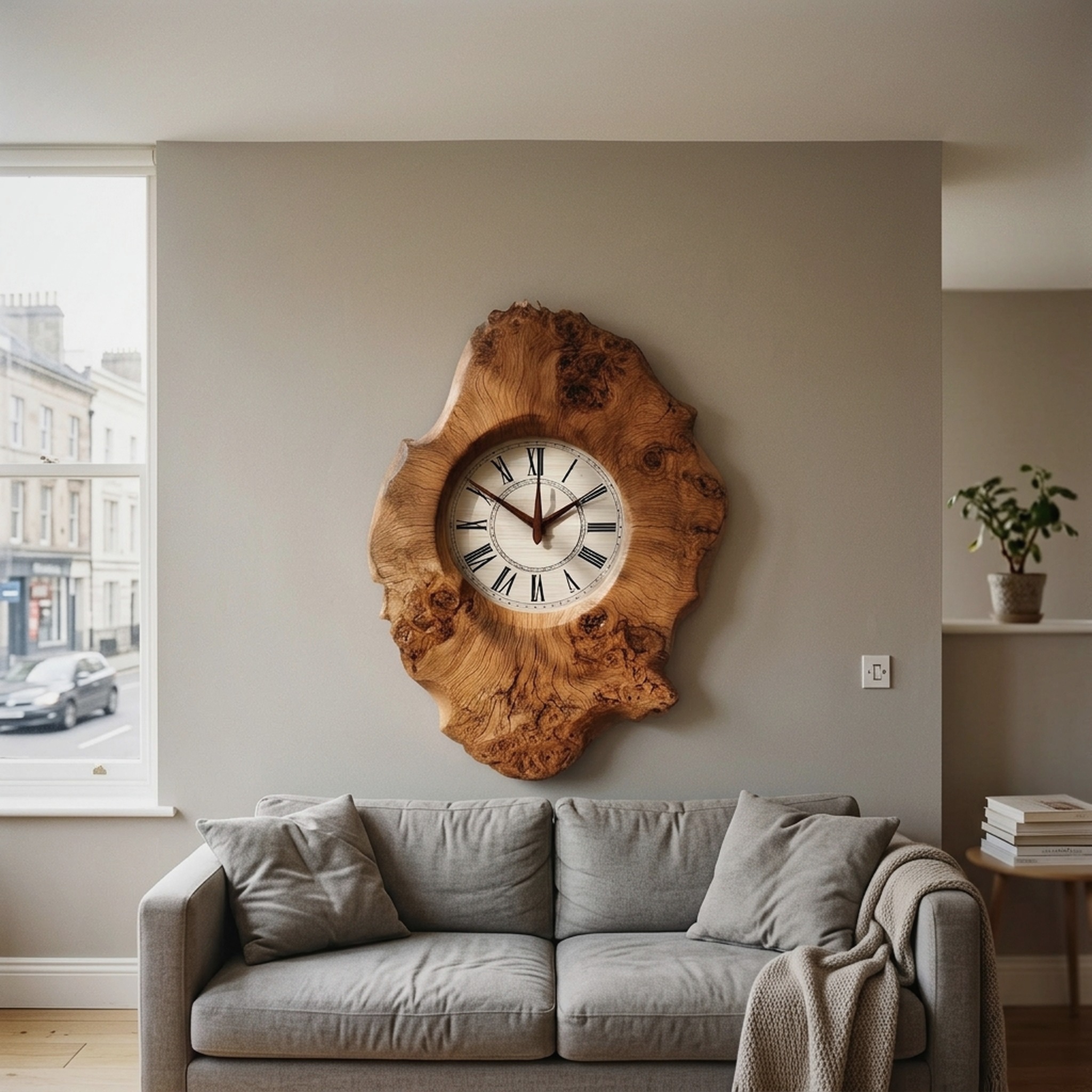 Handcrafted Organic Wood Wall Clock Kitchen or Dining Room