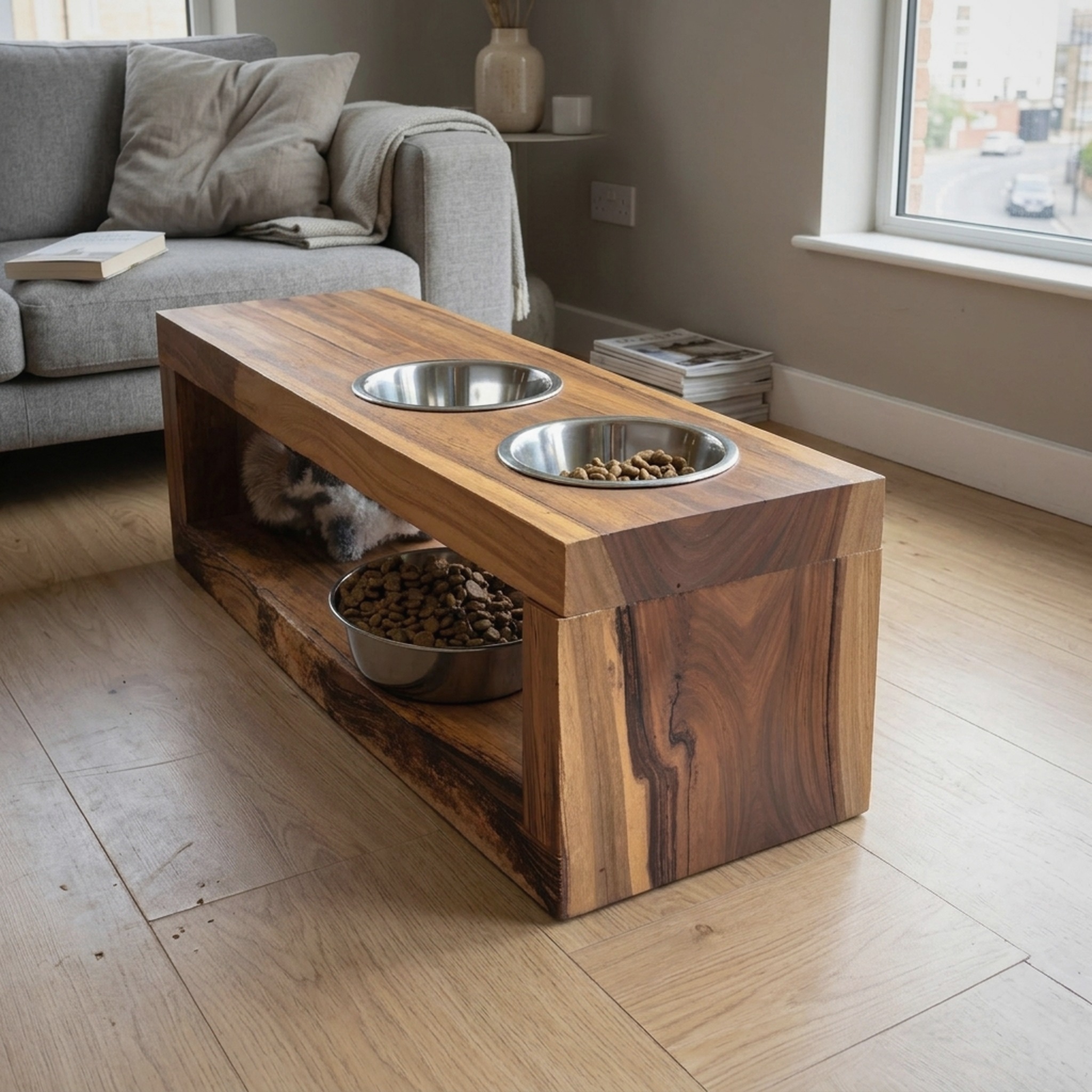 Handcrafted Pet Bowl Holder Elevated Feeding