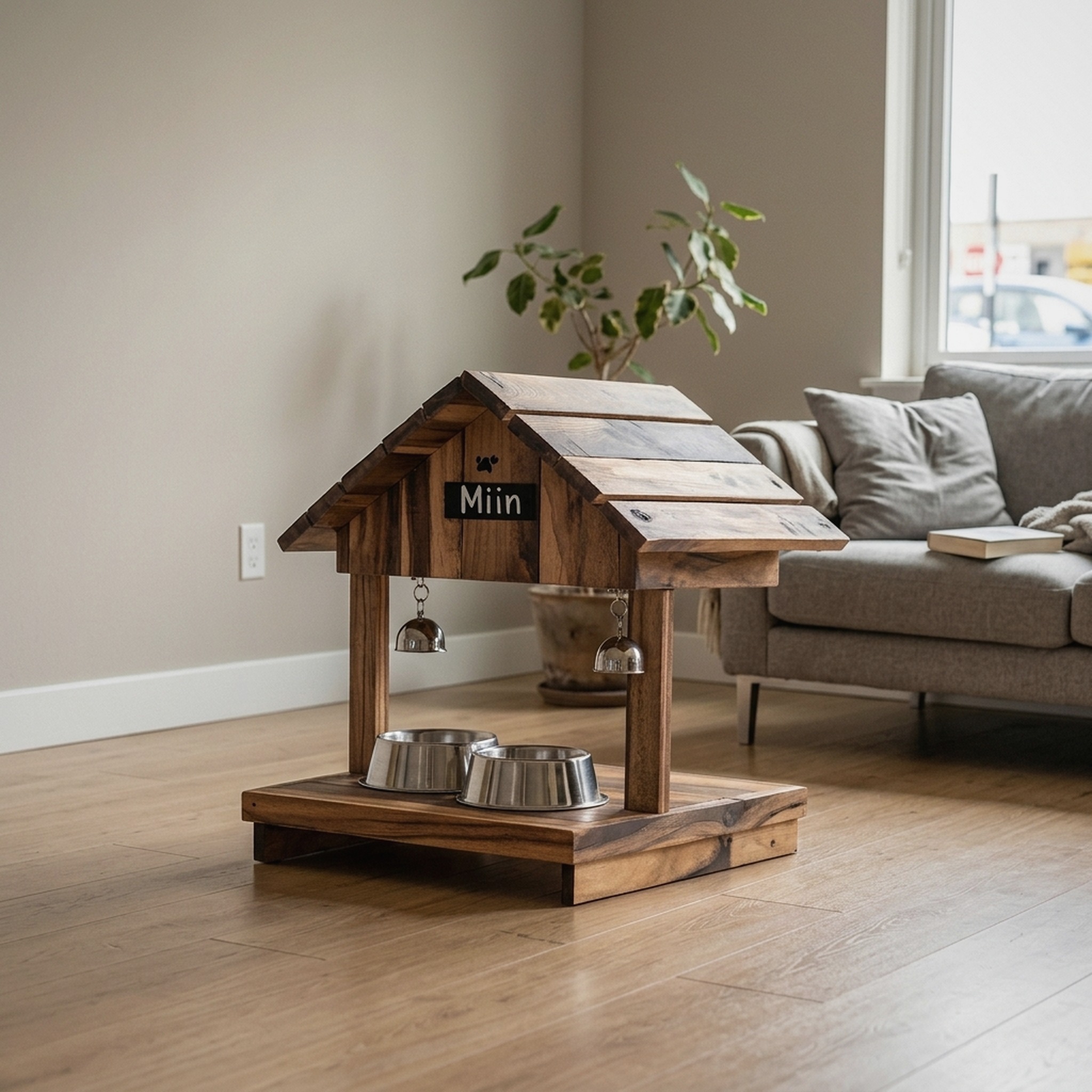 Handcrafted Pet Feeding Station Wooden for Dogs