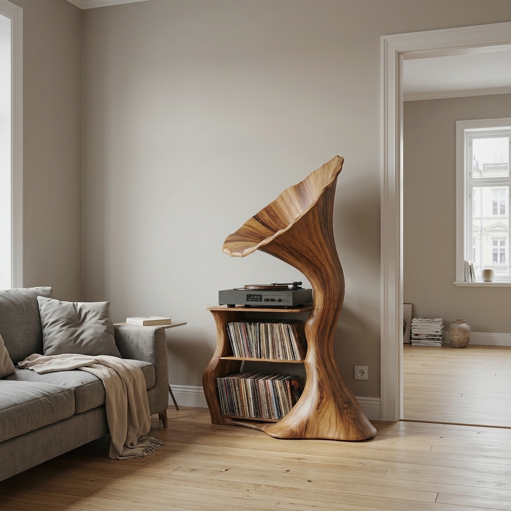 Handcrafted Record Player Stand for Livingroom Decor
