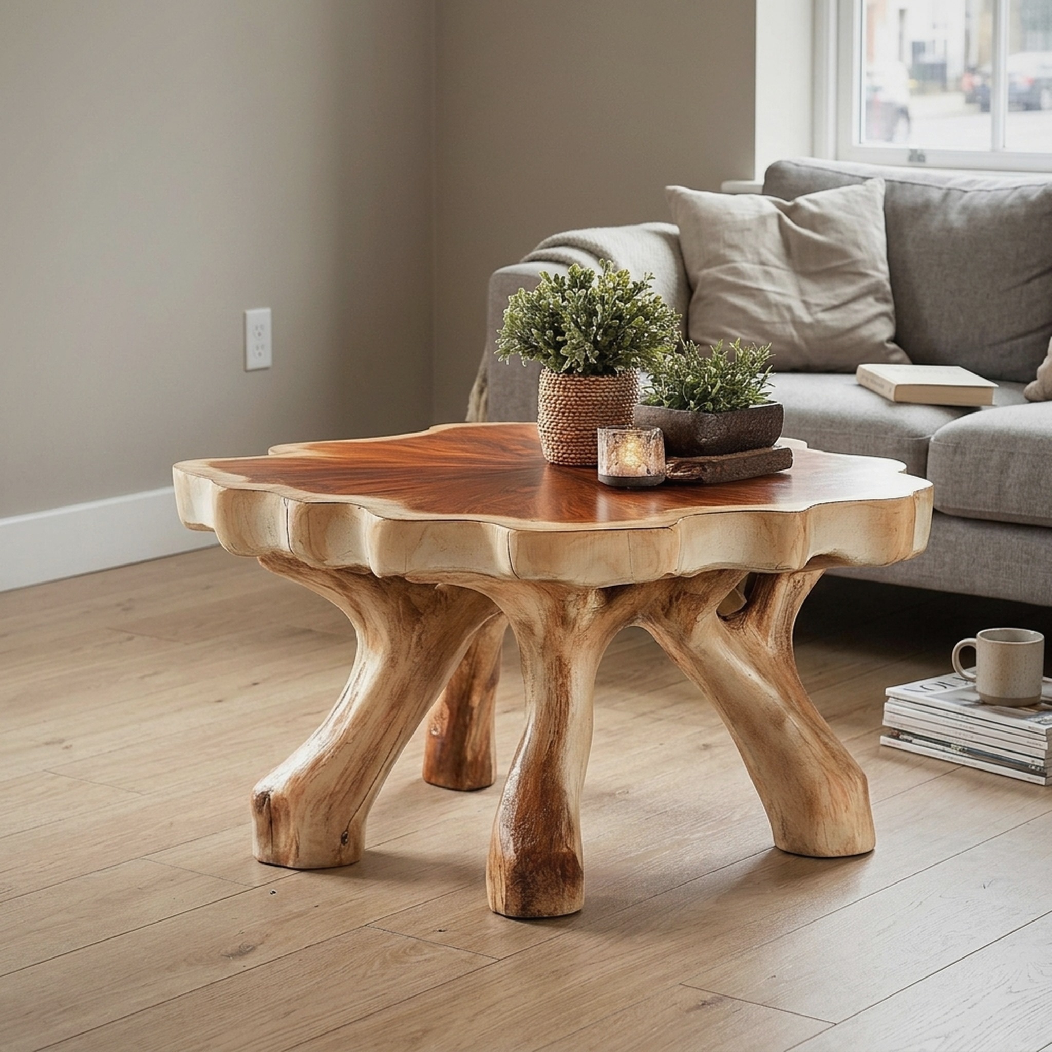 Handcrafted Rustic Coffee Table with Solid Wood Design