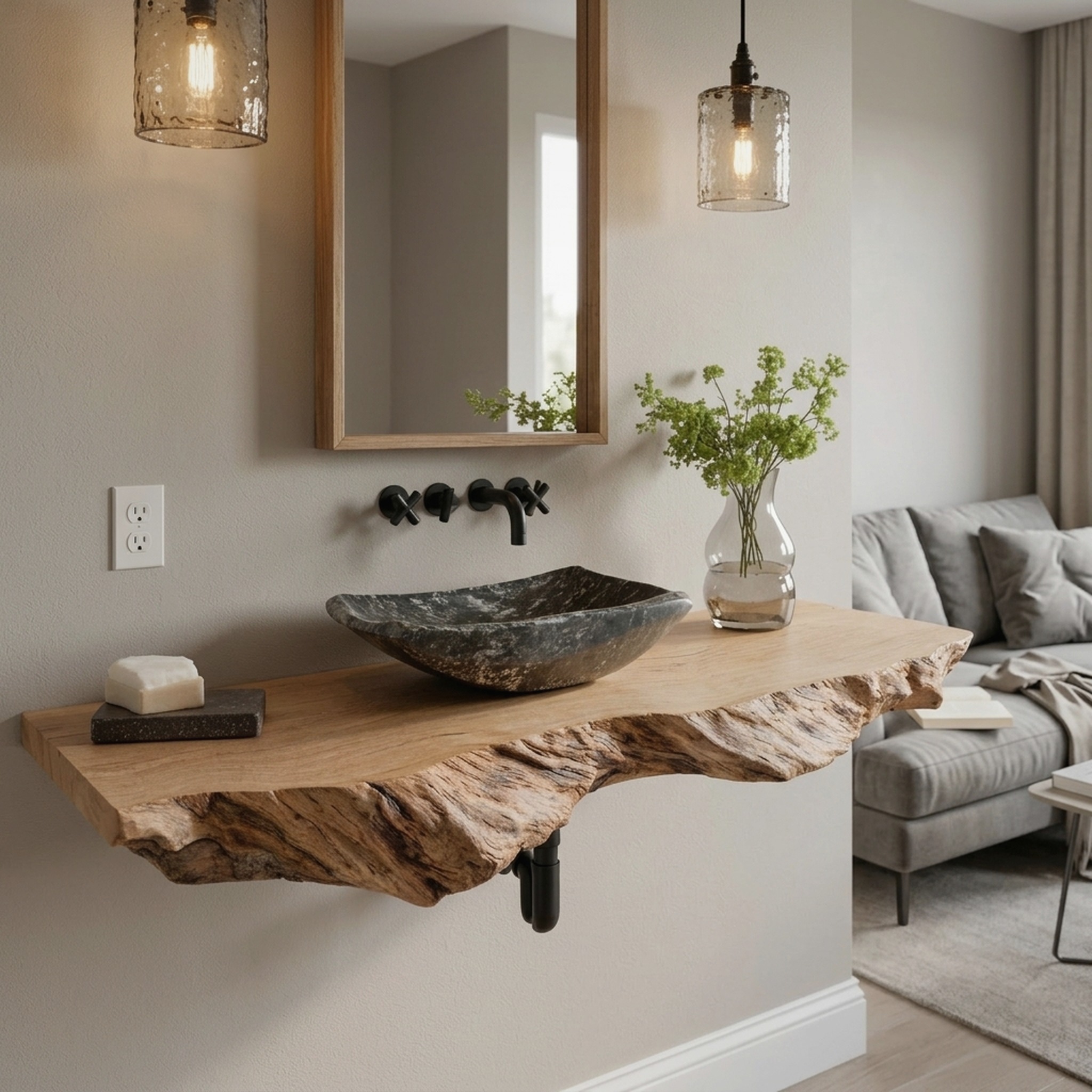 Handcrafted Rustic Styles Floating Vanity Shelf for Small Bathrooms