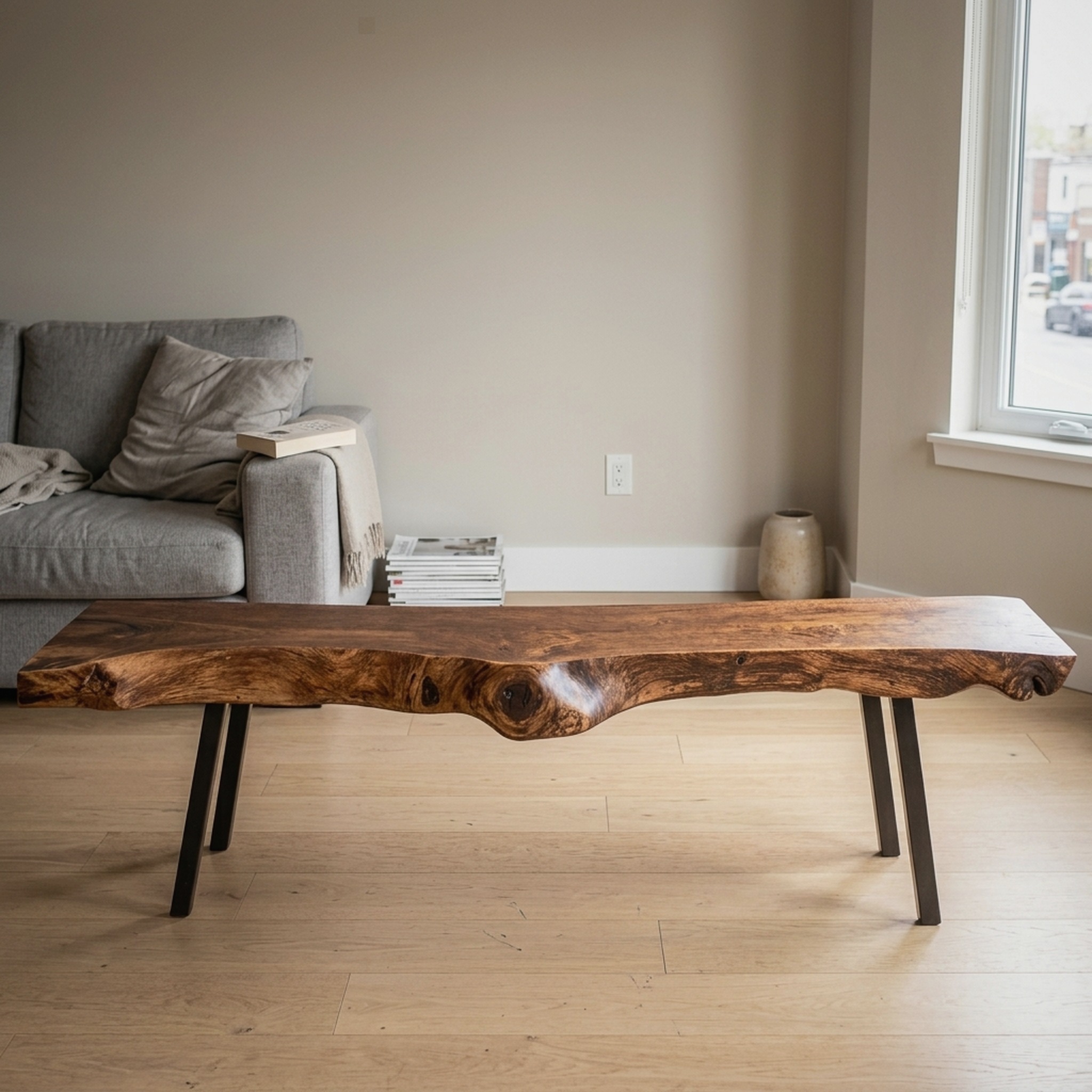Handcrafted Rustic Wood Bench for Indoor Use