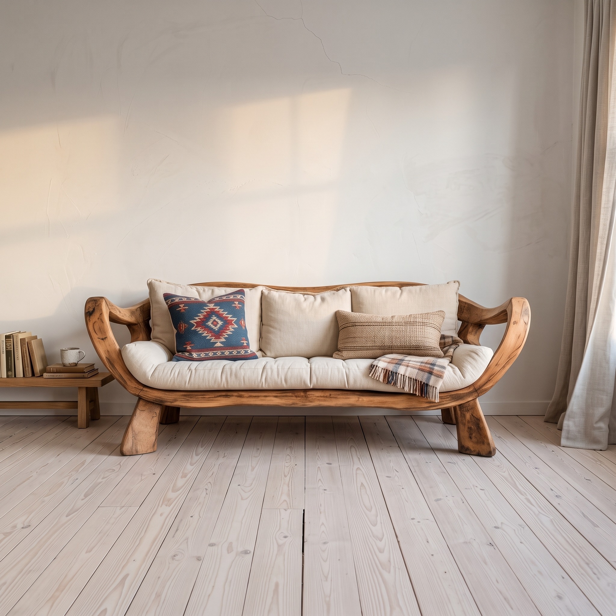 Handcrafted Rustic Wood Sofa Bench, Settee Lounge Seating for Living Room, Cabin Farmhouse Style Furniture